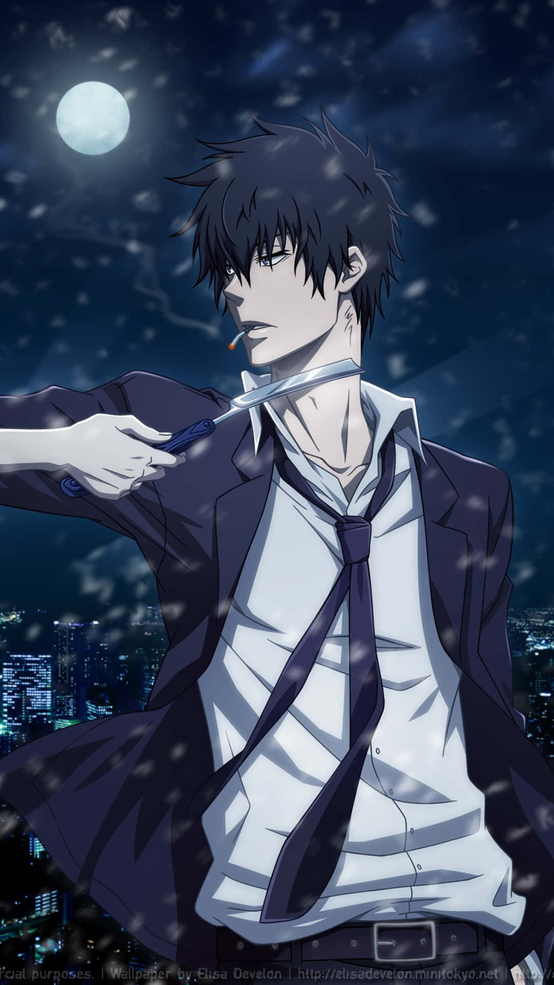 Psycho Pass, dark-haired anime man, suit, Full HD Phone Wallpaper