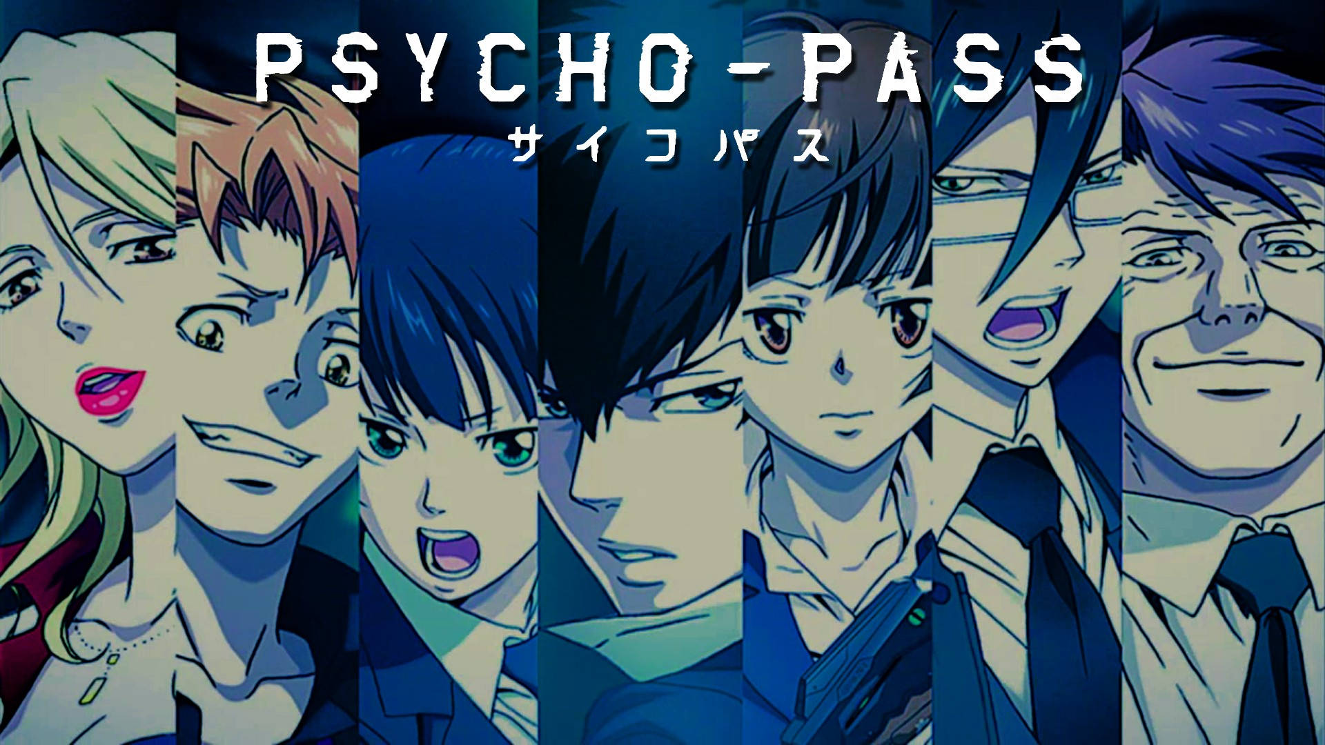 Psycho-Pass, anime characters, vertical panels, Full HD Desktop Wallpaper