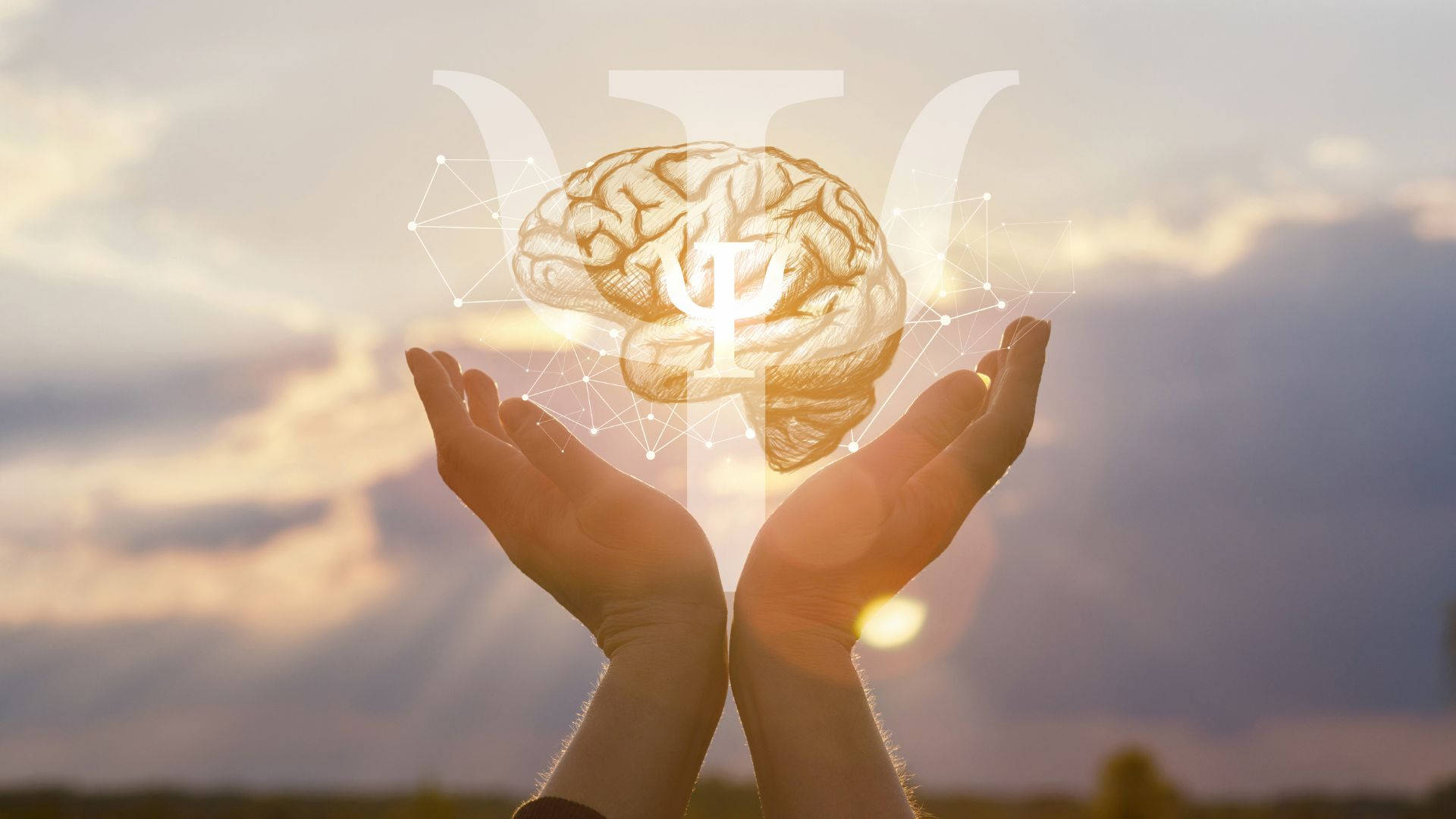 psychology, logo, glowing brain, Full HD Desktop Wallpaper