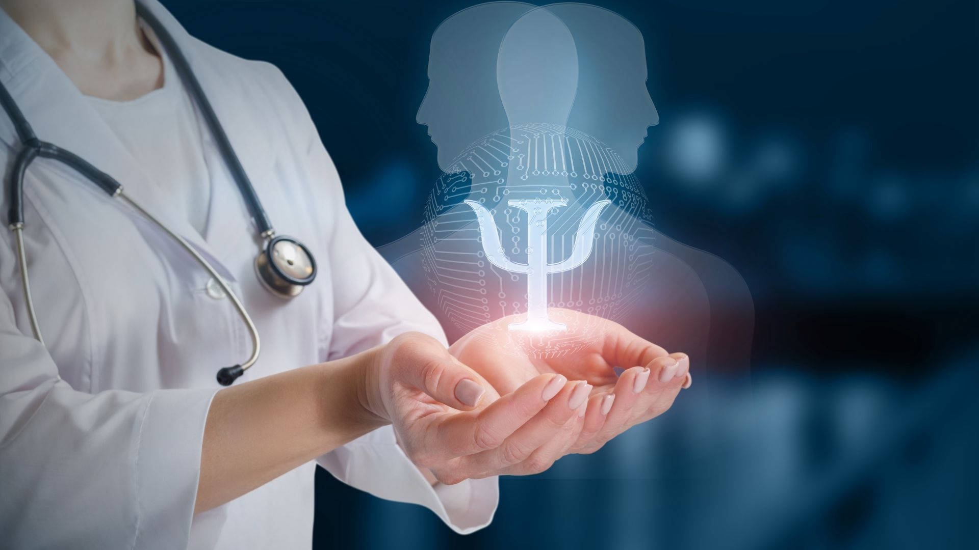 white coat, glowing psi symbol, translucent human silhouette, Full HD Desktop Wallpaper