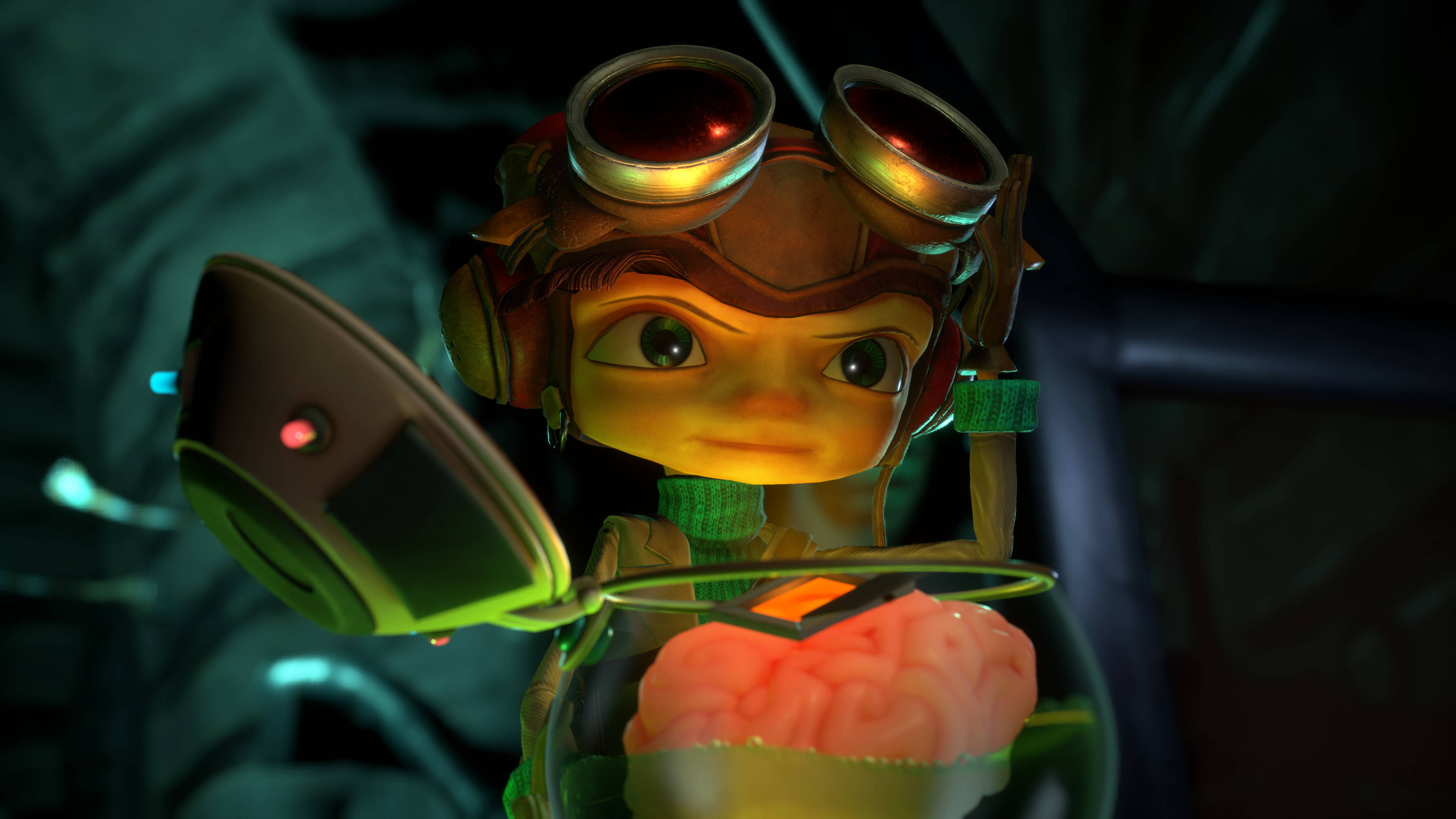 Psychonauts, goggles, glowing brain, 5K Desktop Wallpaper