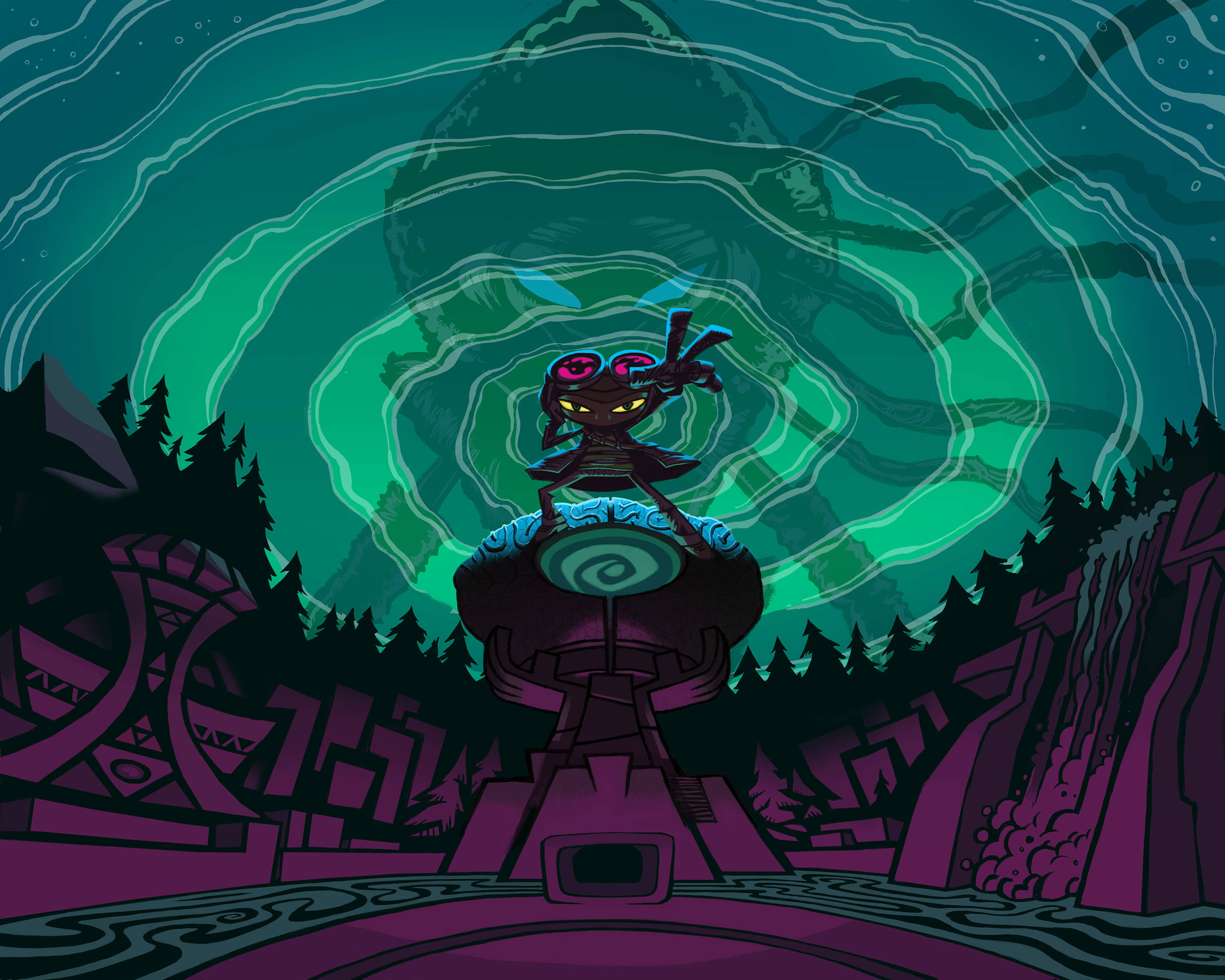 Psychonauts 2, game cover, spiral pedestal, 5K Desktop Wallpaper