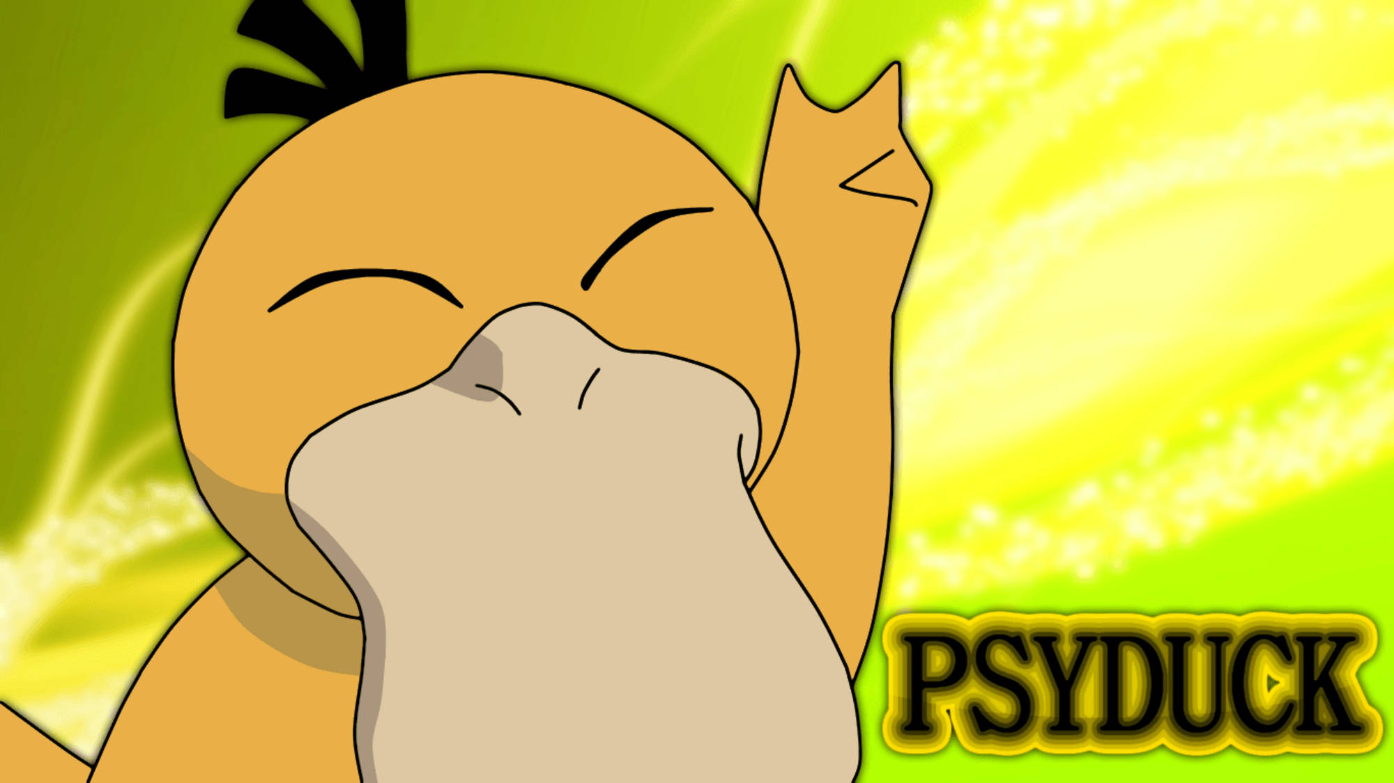 Psyduck, yellow, green, Full HD Desktop Wallpaper