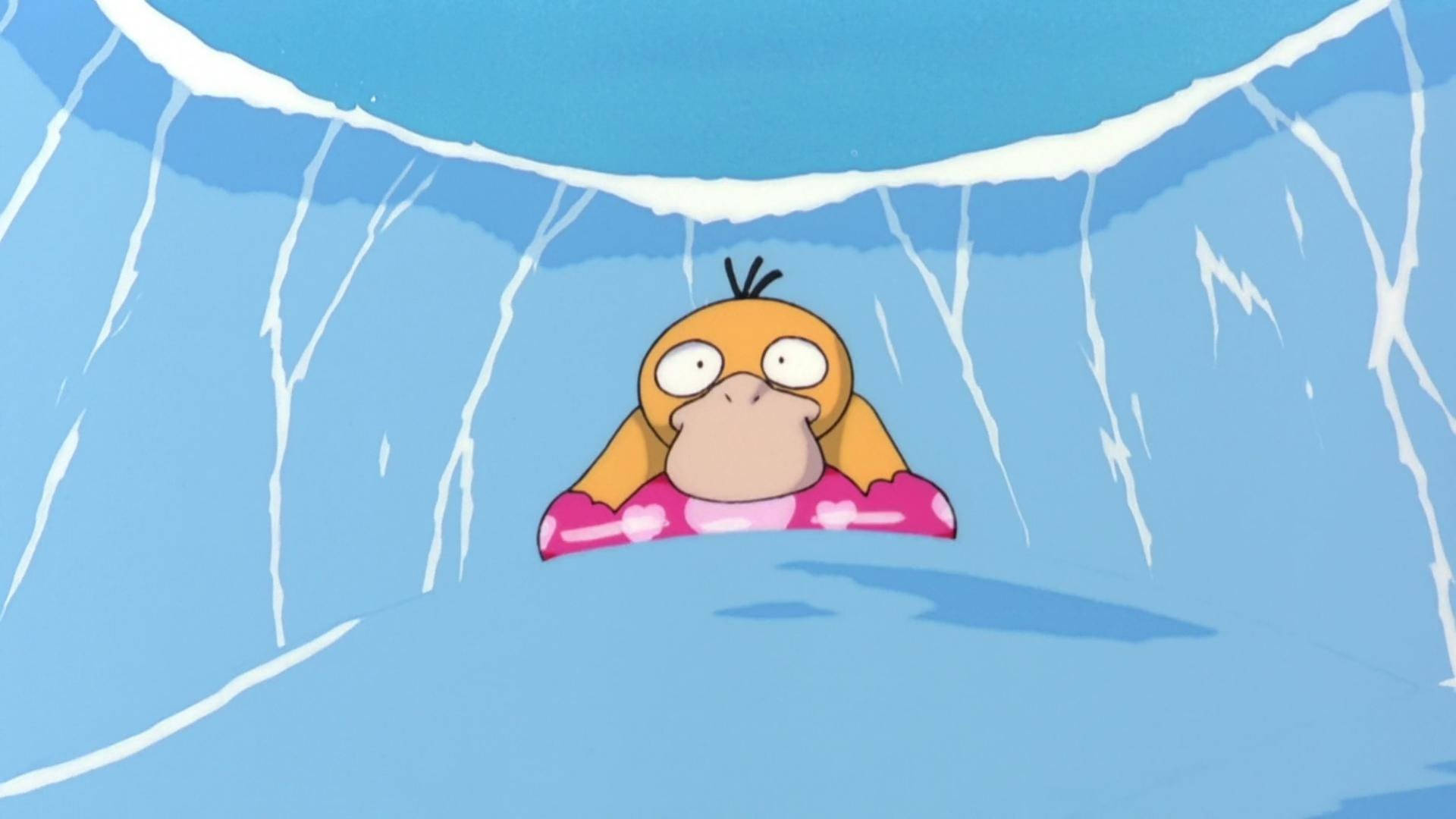 Psyduck, orange cartoon duck, pink floatie, Full HD Desktop Wallpaper