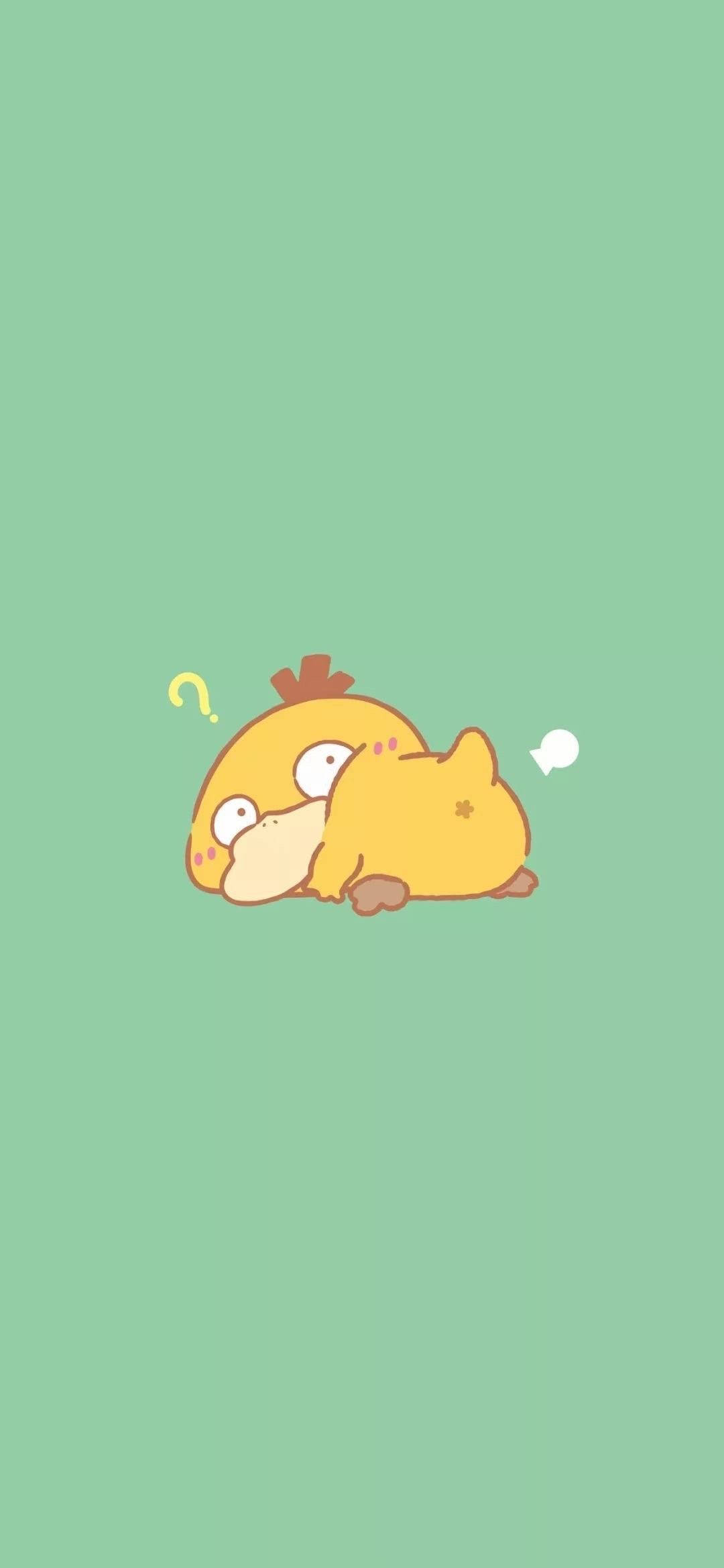 Psyduck, green pastel, mint green, Full HD Phone Wallpaper