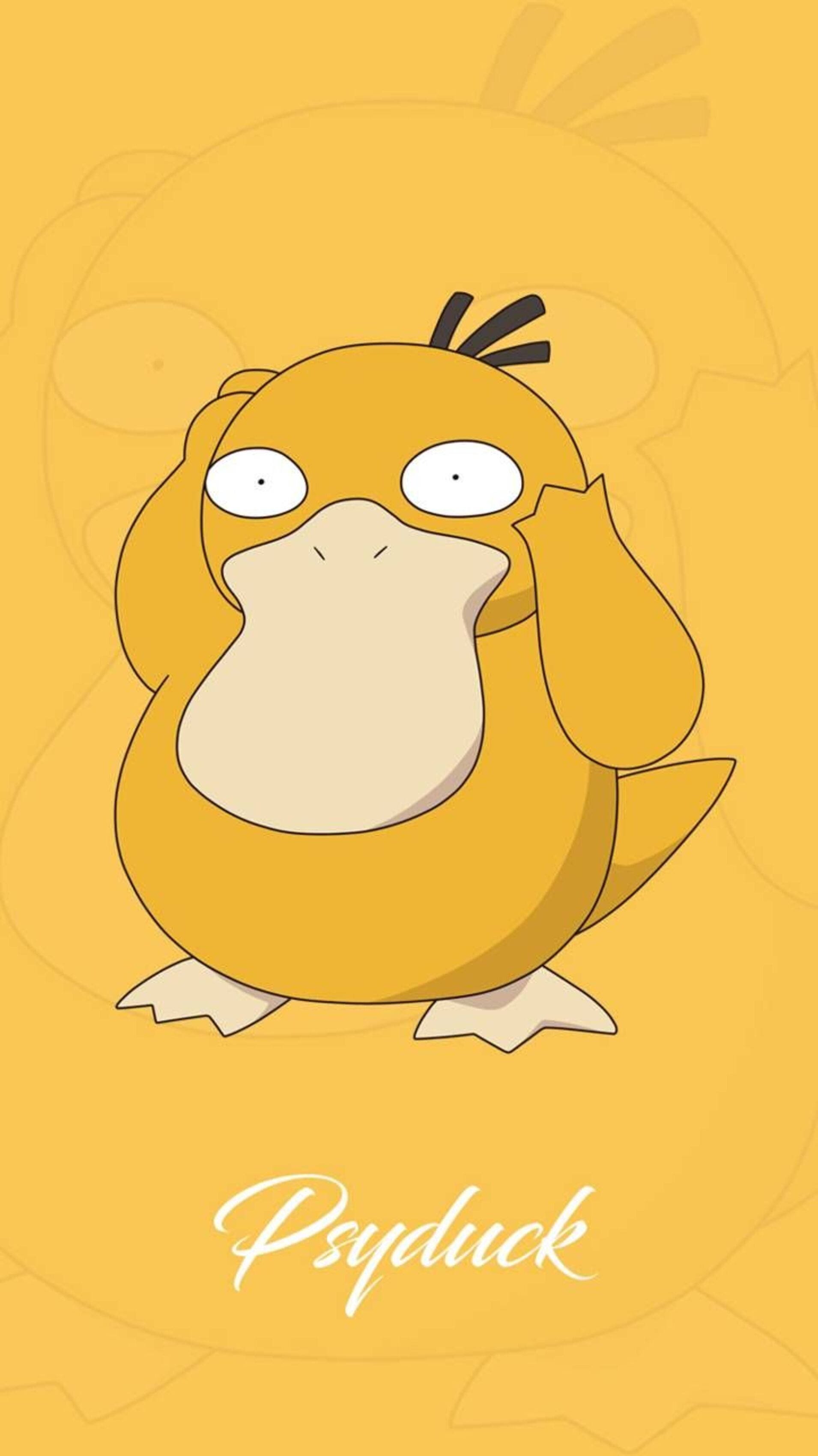 Psyduck, yellow, big eyes, 2K Phone Wallpaper