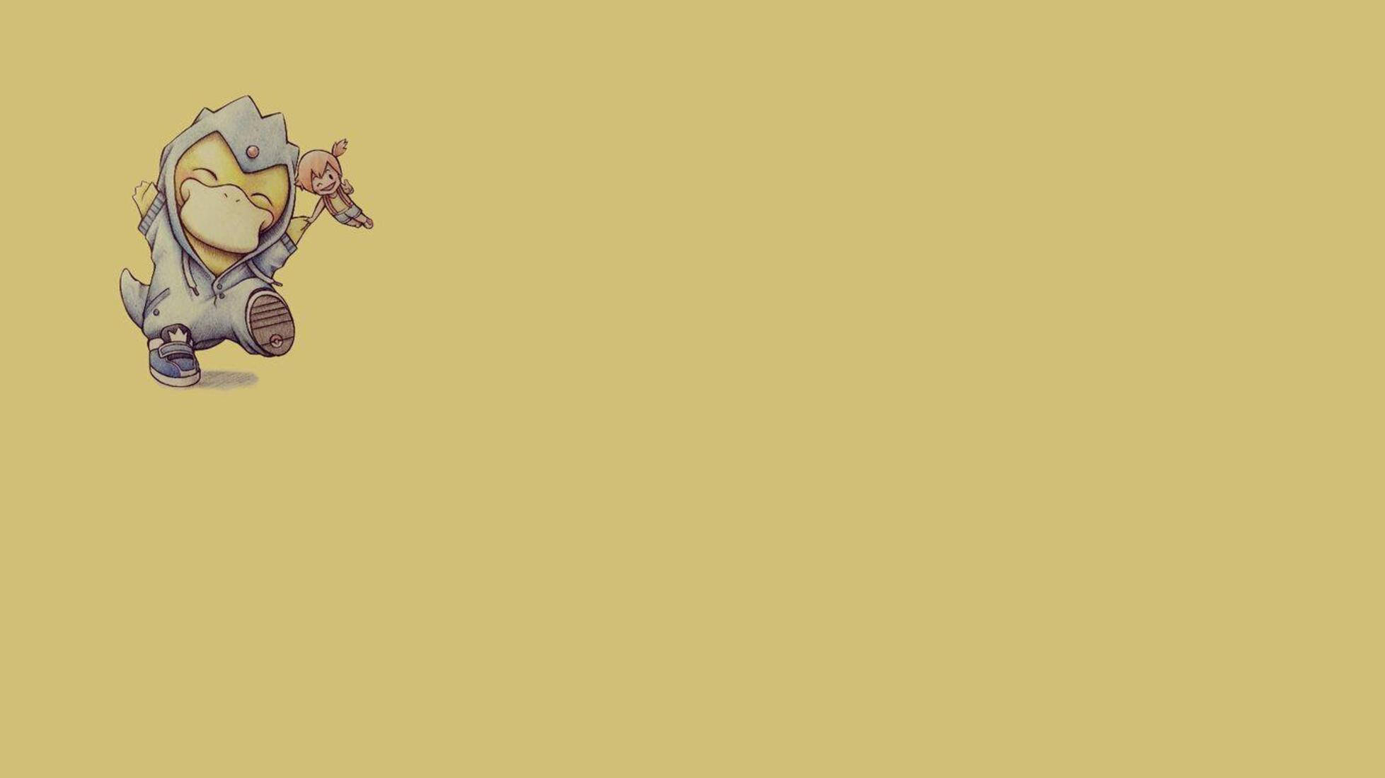 Psyduck, jumpsuit, chibi-style, Full HD Desktop Wallpaper