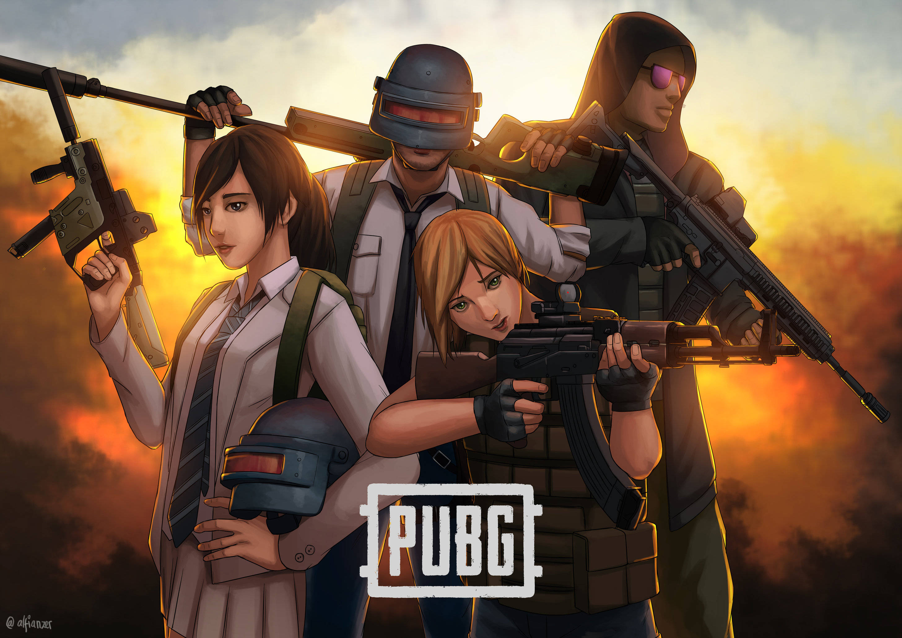 PUBG, 2560x1440, anime, 2K Desktop Wallpaper
