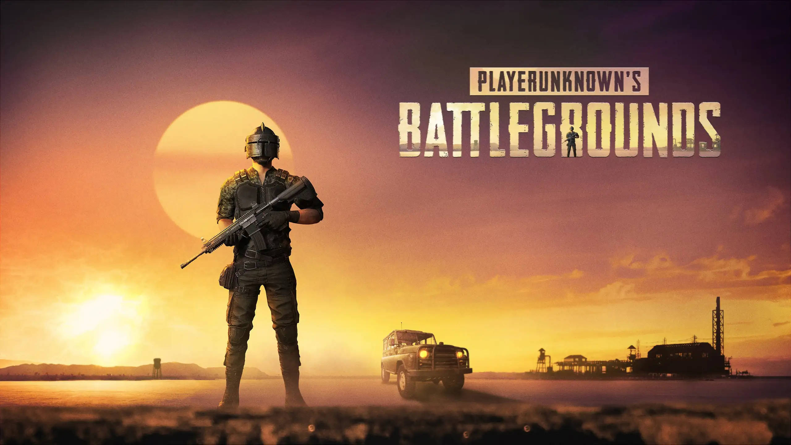 PUBG, desert, sunset, 2K Desktop Wallpaper
