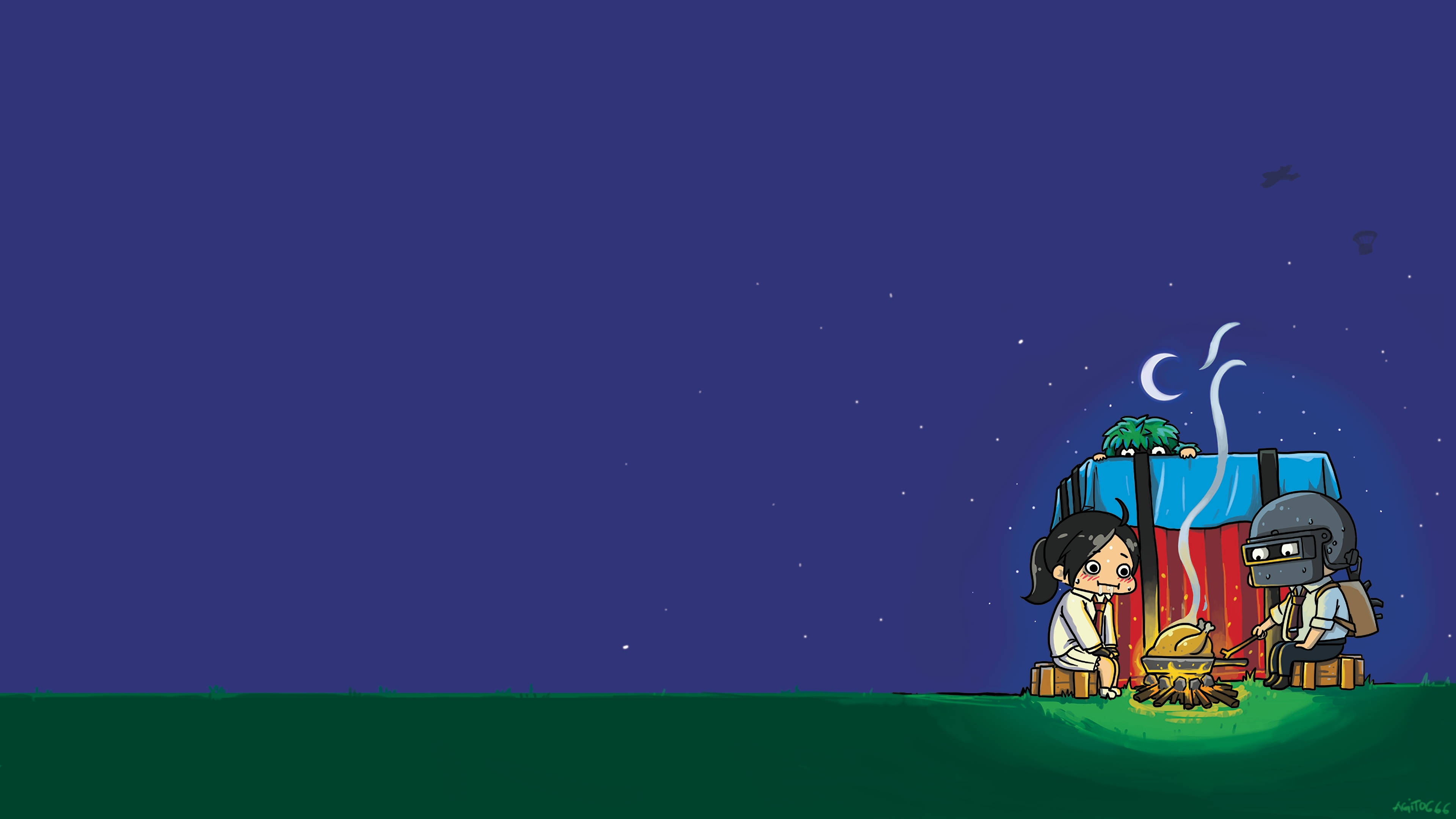 PUBG, 2560x1440, campfire, 4K Desktop Wallpaper