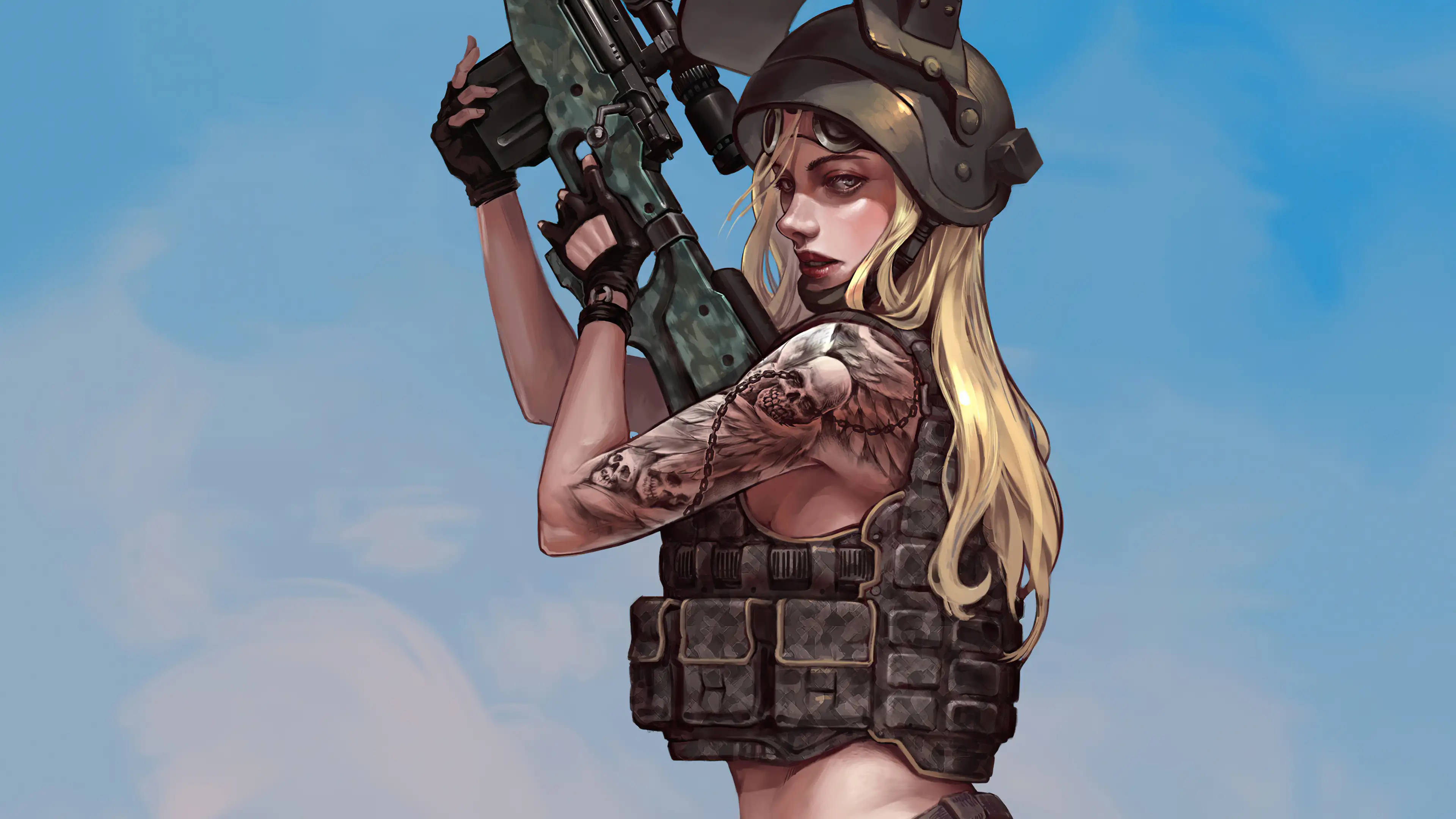 PUBG, 2560x1440, blonde female soldier, 4K Desktop Wallpaper