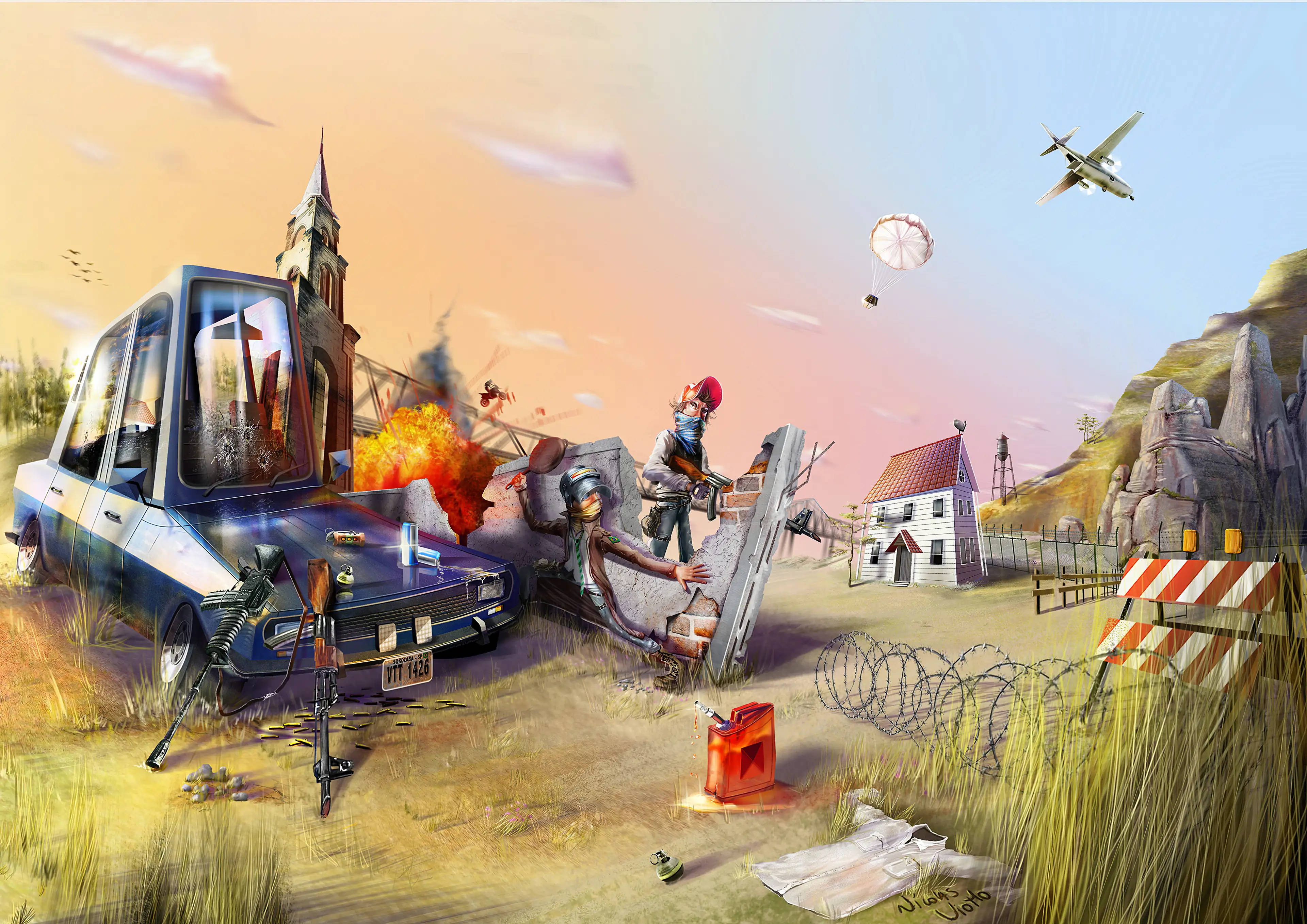 PUBG, 1440p, cartoon, 4K Desktop Wallpaper
