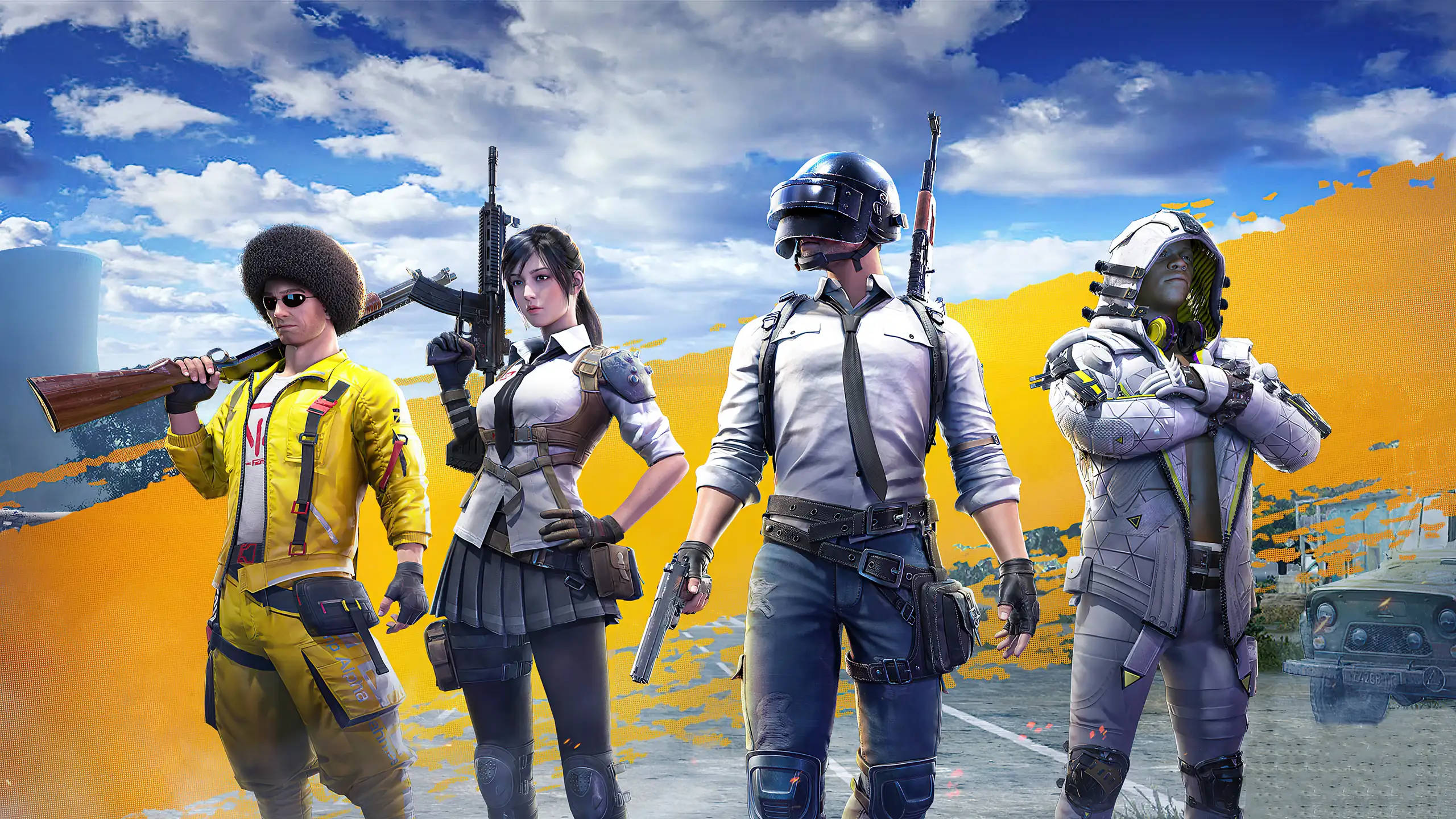 PUBG, 1440p, character line-up, 2K Desktop Wallpaper
