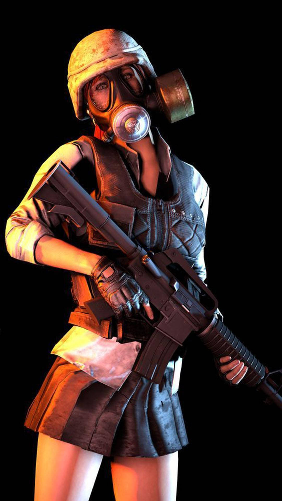PUBG 2020, female soldier, gas mask, Full HD Phone Wallpaper