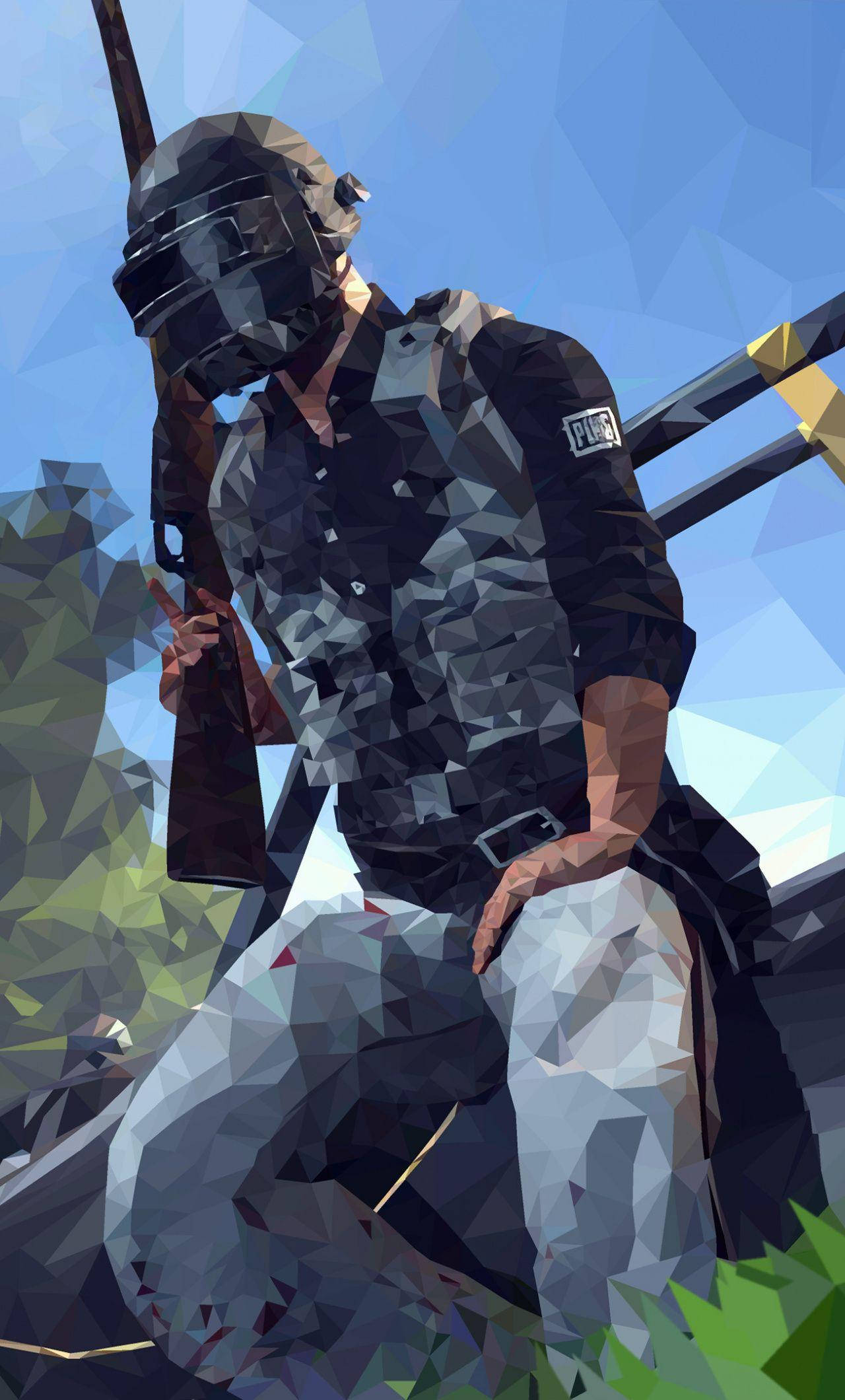 PUBG 2020, low poly, helmet guy, Full HD Phone Wallpaper