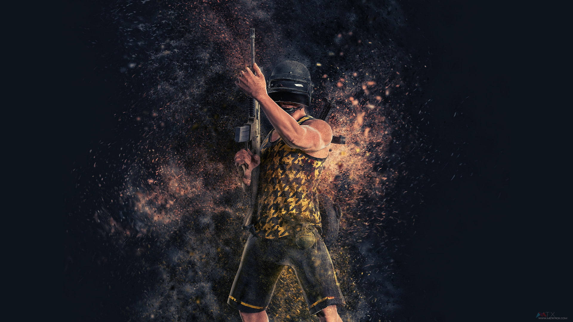 PUBG 3D Live HD, helmet guy, camouflage tank top, Full HD Desktop Wallpaper