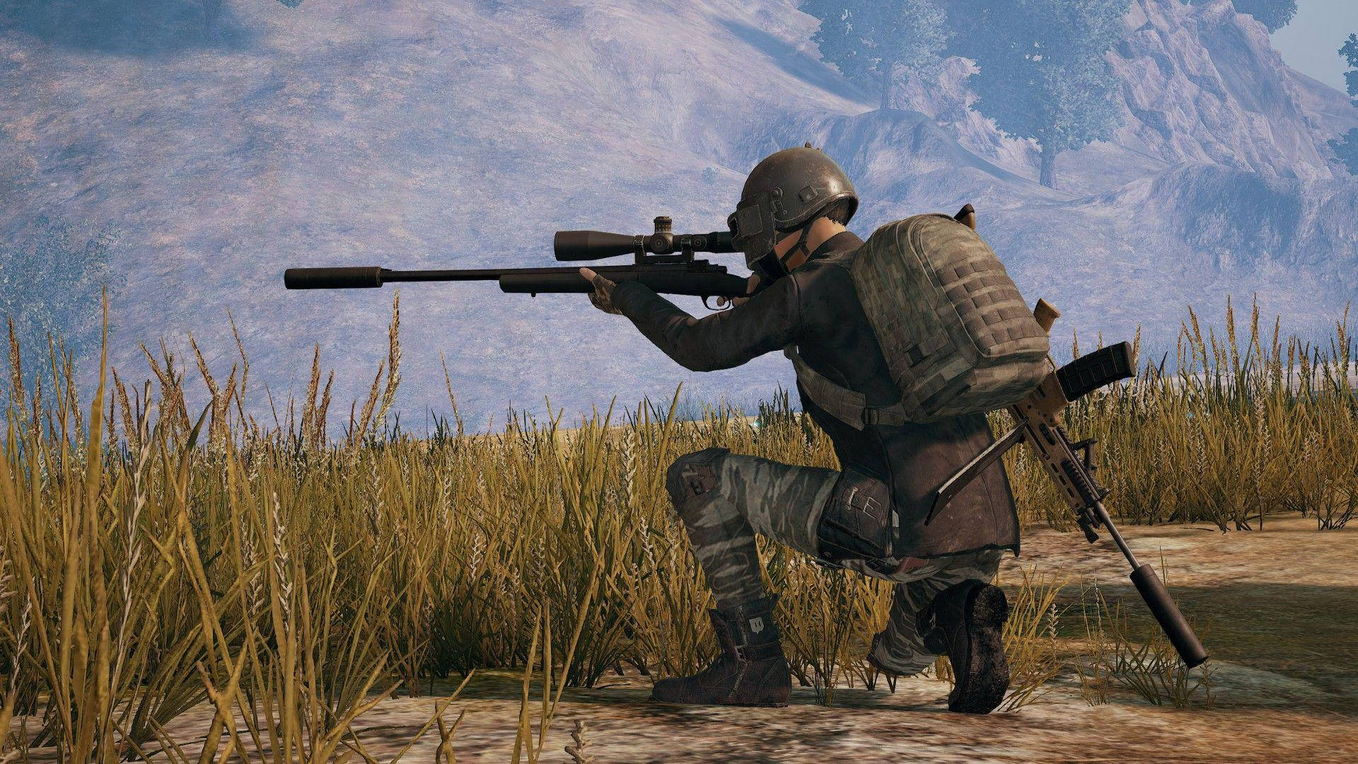 PUBG 3D Live HD, sniper rifle, camouflage, Full HD Desktop Wallpaper