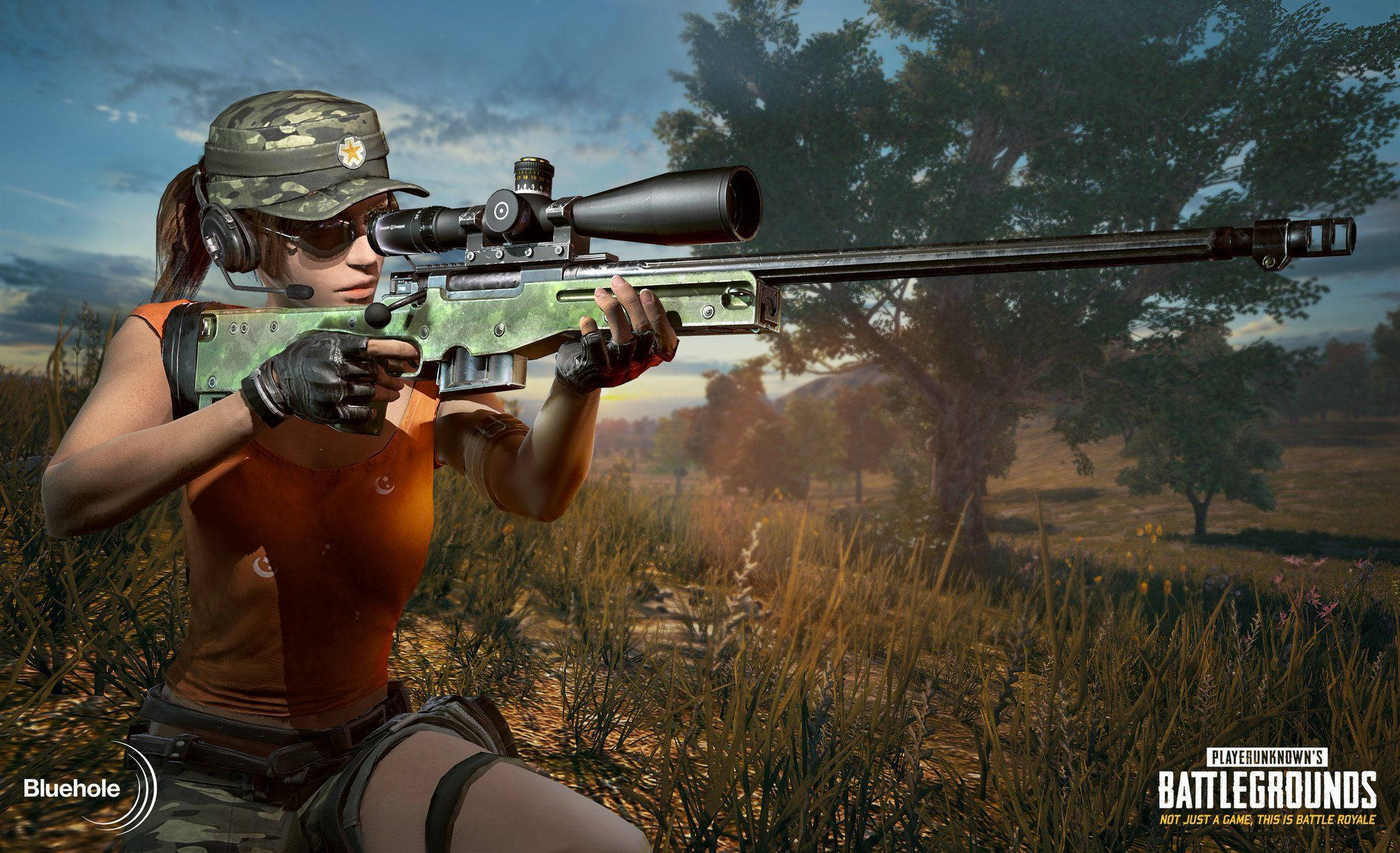 PUBG 3D Live HD, sniper girl, camouflage gear, Full HD Desktop Wallpaper