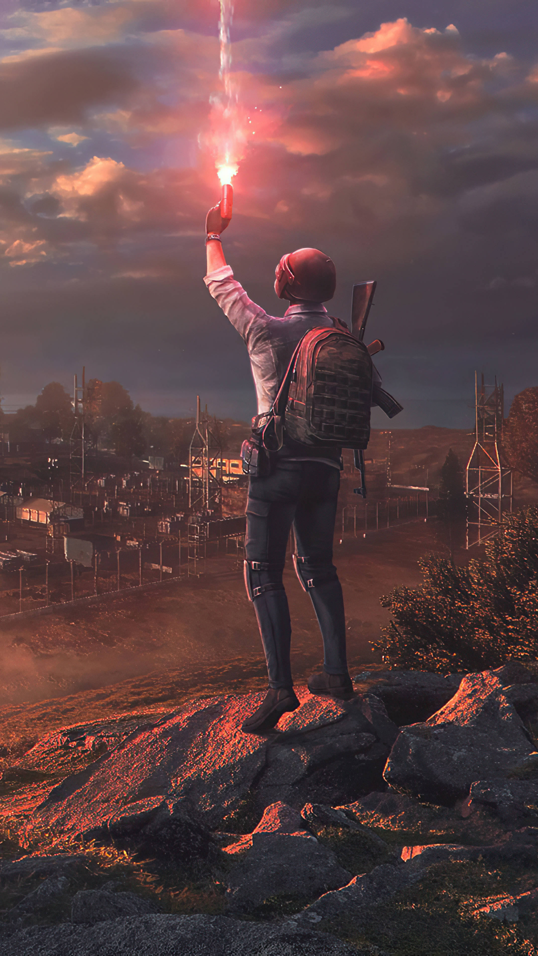 PUBG, flare, twilight sky, 4K Phone Wallpaper