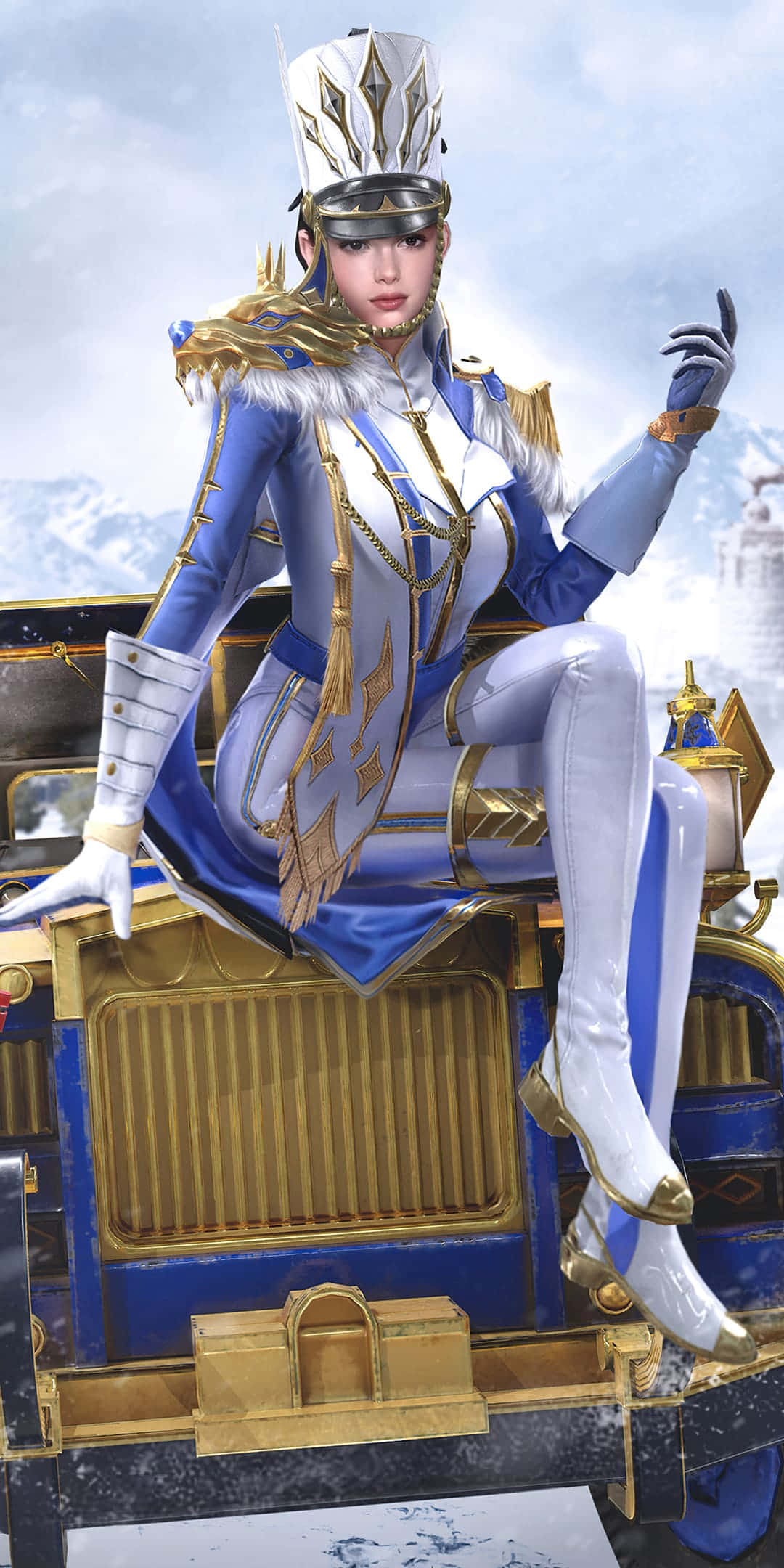 Pubg Android, anime-style woman, blue and gold armor, Full HD Phone Wallpaper