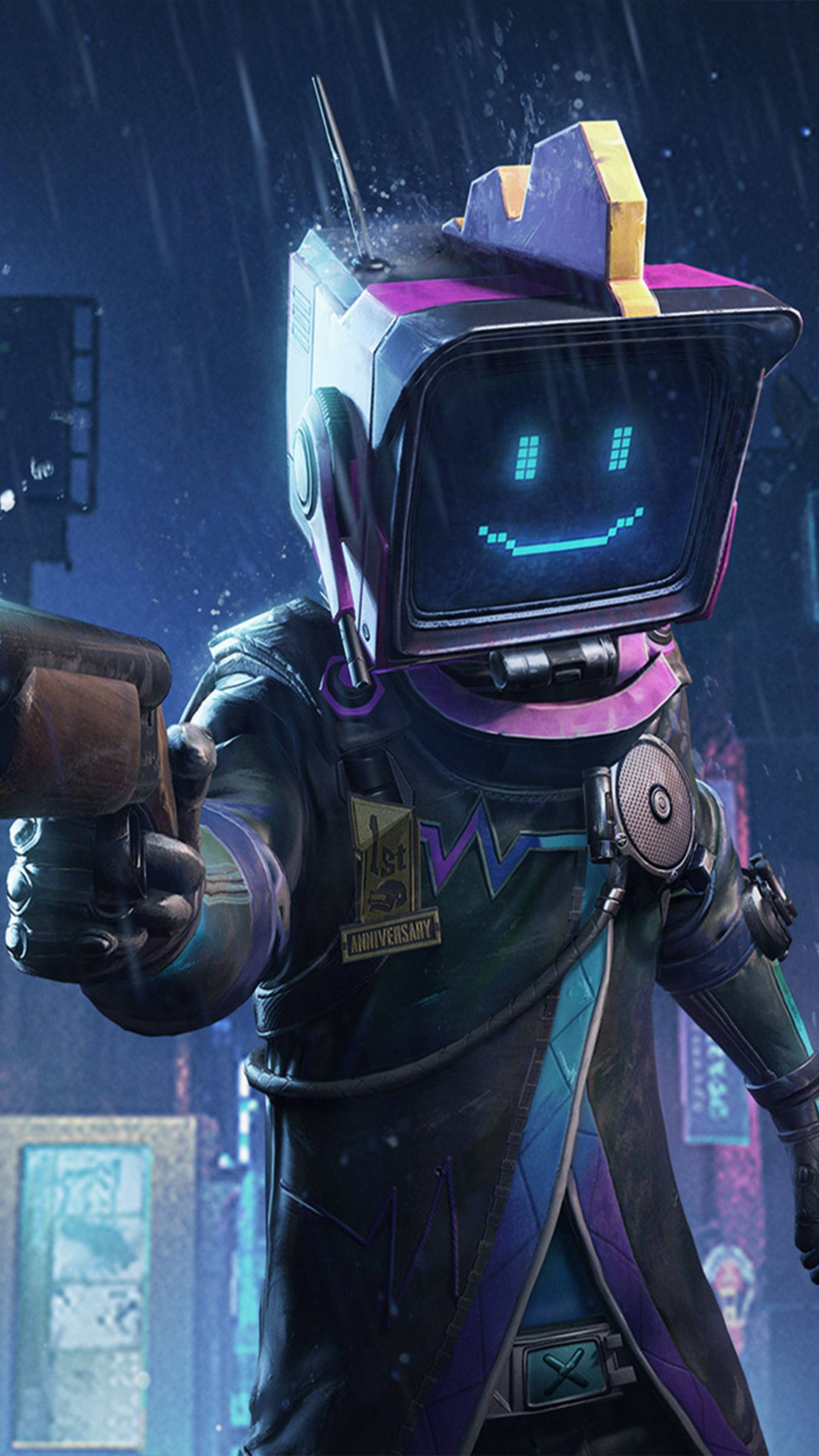 PUBG Avatar 4K, robot, smiling TV screen head, 4K Phone Wallpaper