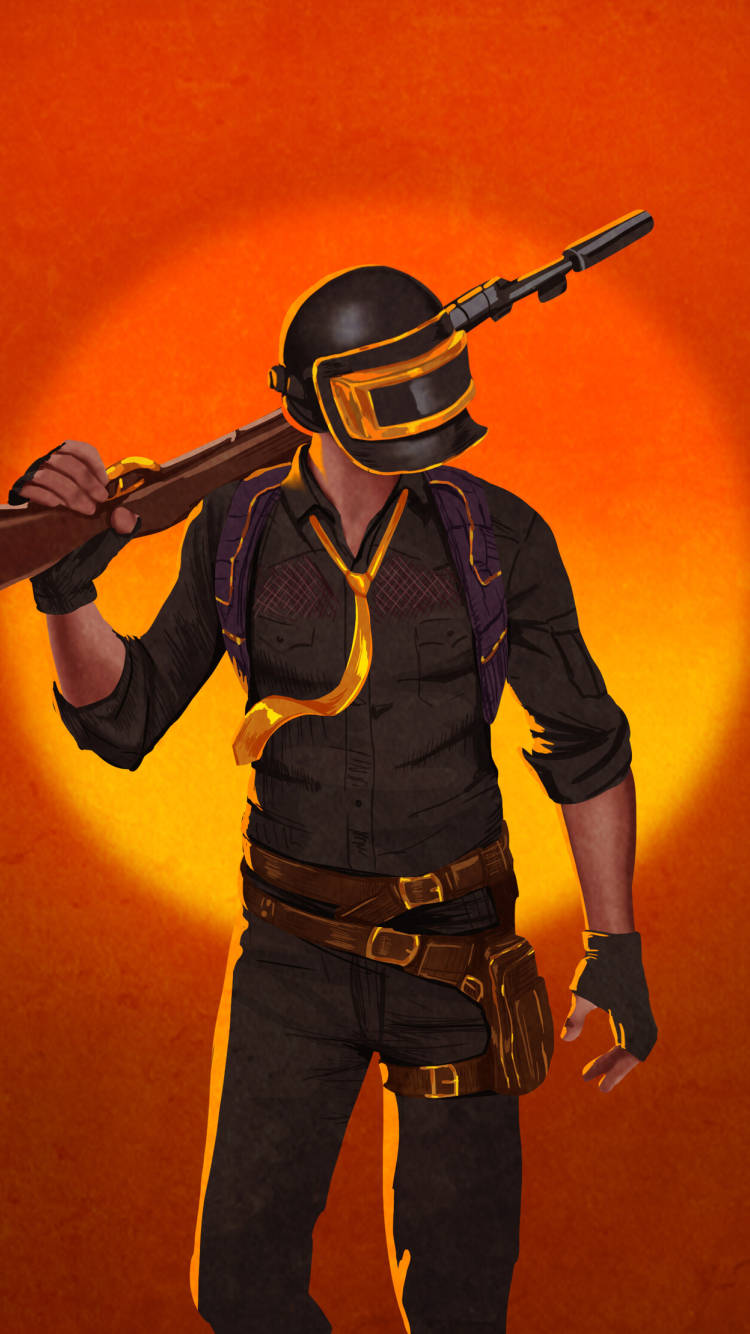 Red Orange, PUBG Avatar 4K, black helmet, HD Phone Wallpaper