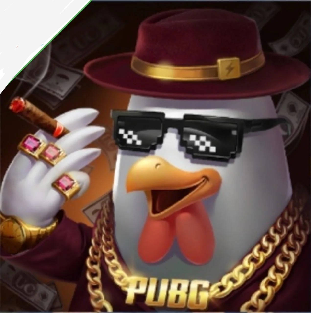 PUBG Avatar 4K, cartoon chicken, maroon fedora, HD Phone Wallpaper