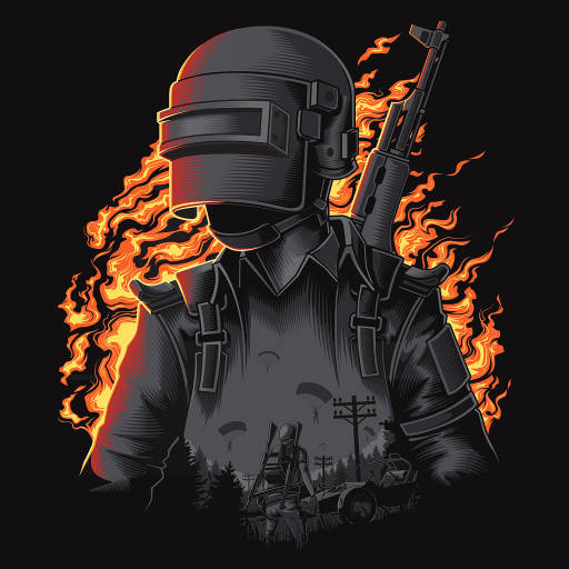 PUBG Avatar 4K, fire dark, fiery orange flames, SD Desktop Wallpaper