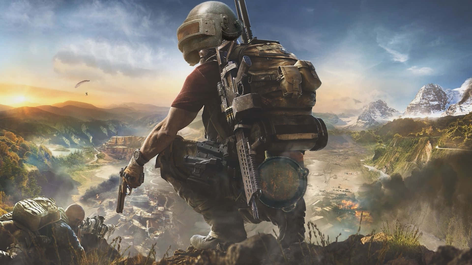 PUBG, combat gear, cliff, Full HD Desktop Wallpaper