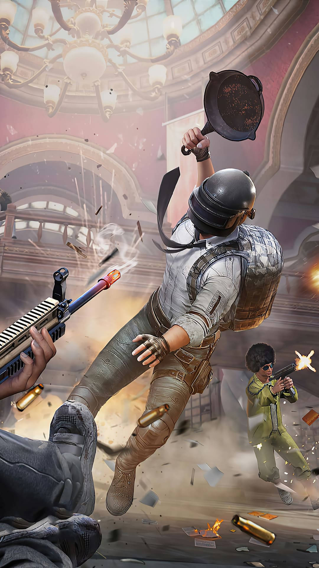 PUBG Lover Frying Pan, soldier, shattered grand hall, Full HD Phone Wallpaper