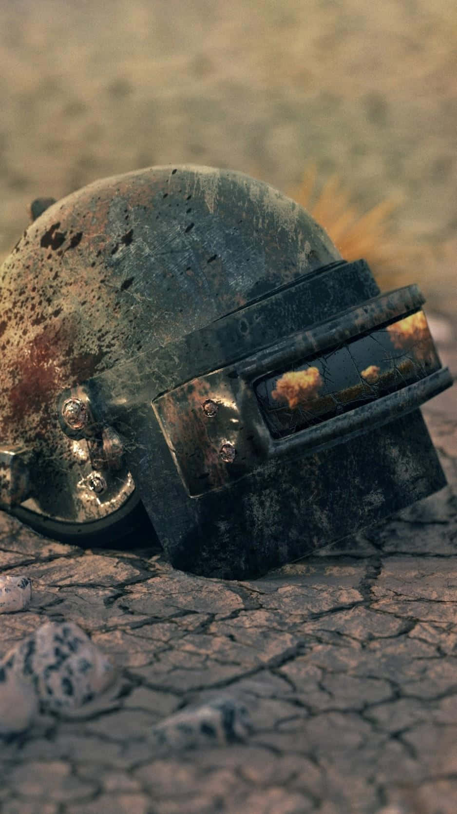 PUBG, rusty helmet, cracked visor, HD Phone Wallpaper