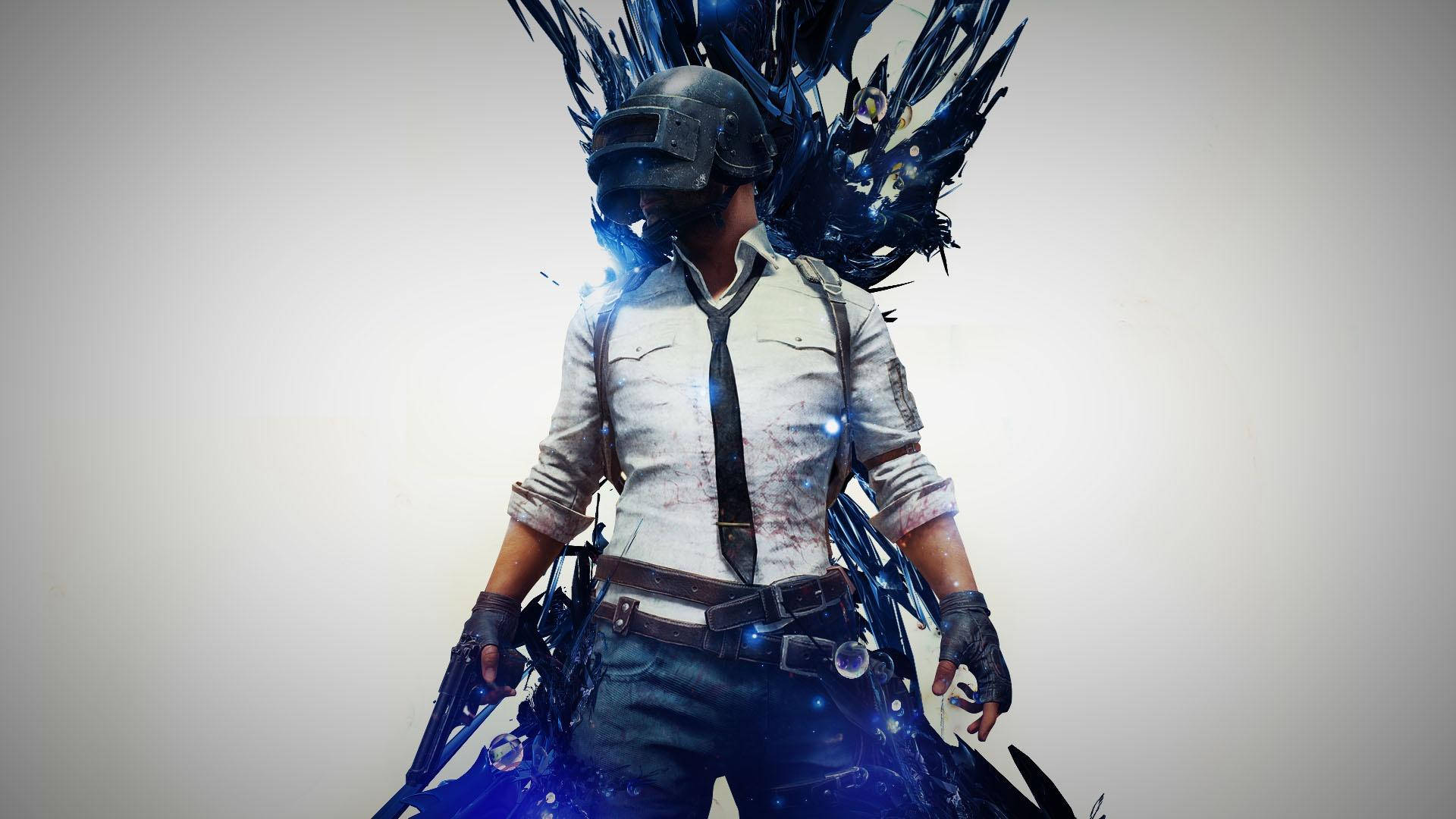 PUBG 2020, helmet guy, glowing blue crystalline wings, Full HD Desktop Wallpaper