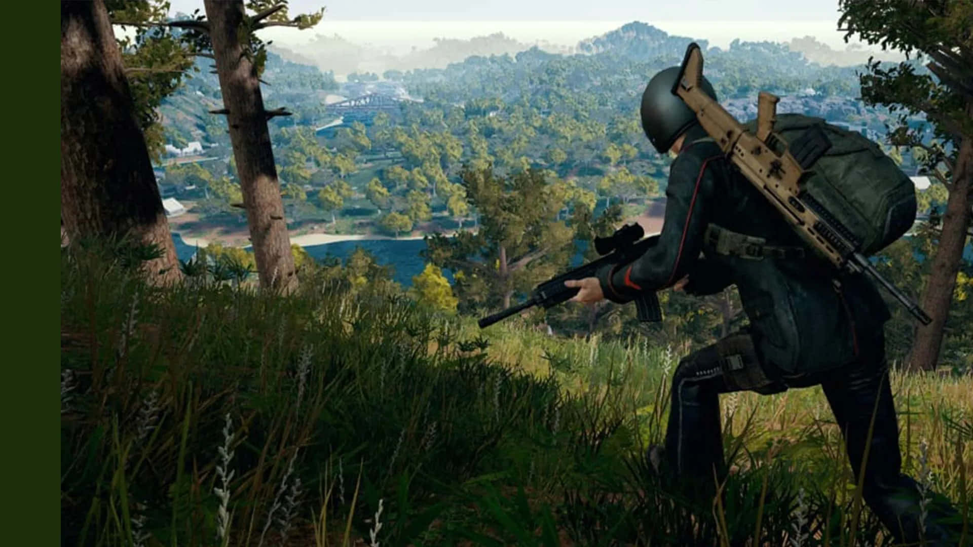 Player With Two Weapons, PUBG, tactical gear, Full HD Desktop Wallpaper