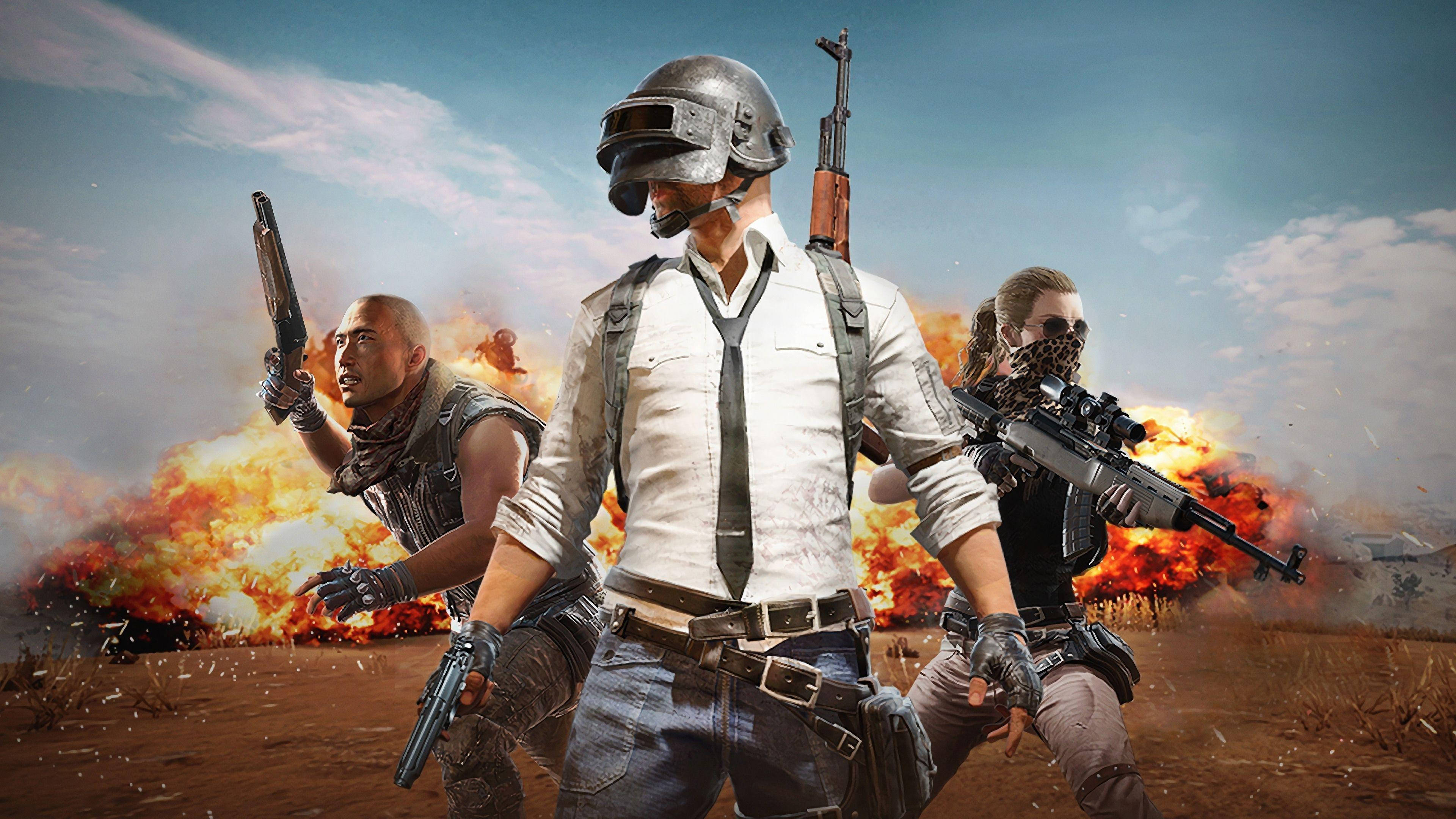PUBG HD, helmet, explosion, 4K Desktop Wallpaper