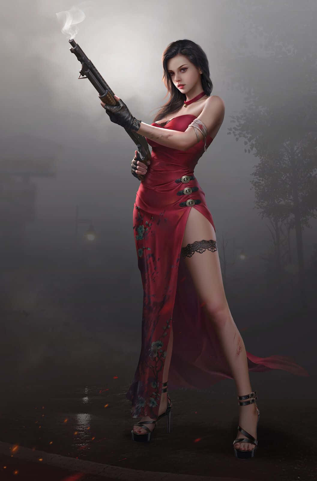 PUBG, girl, red dress, HD Phone Wallpaper