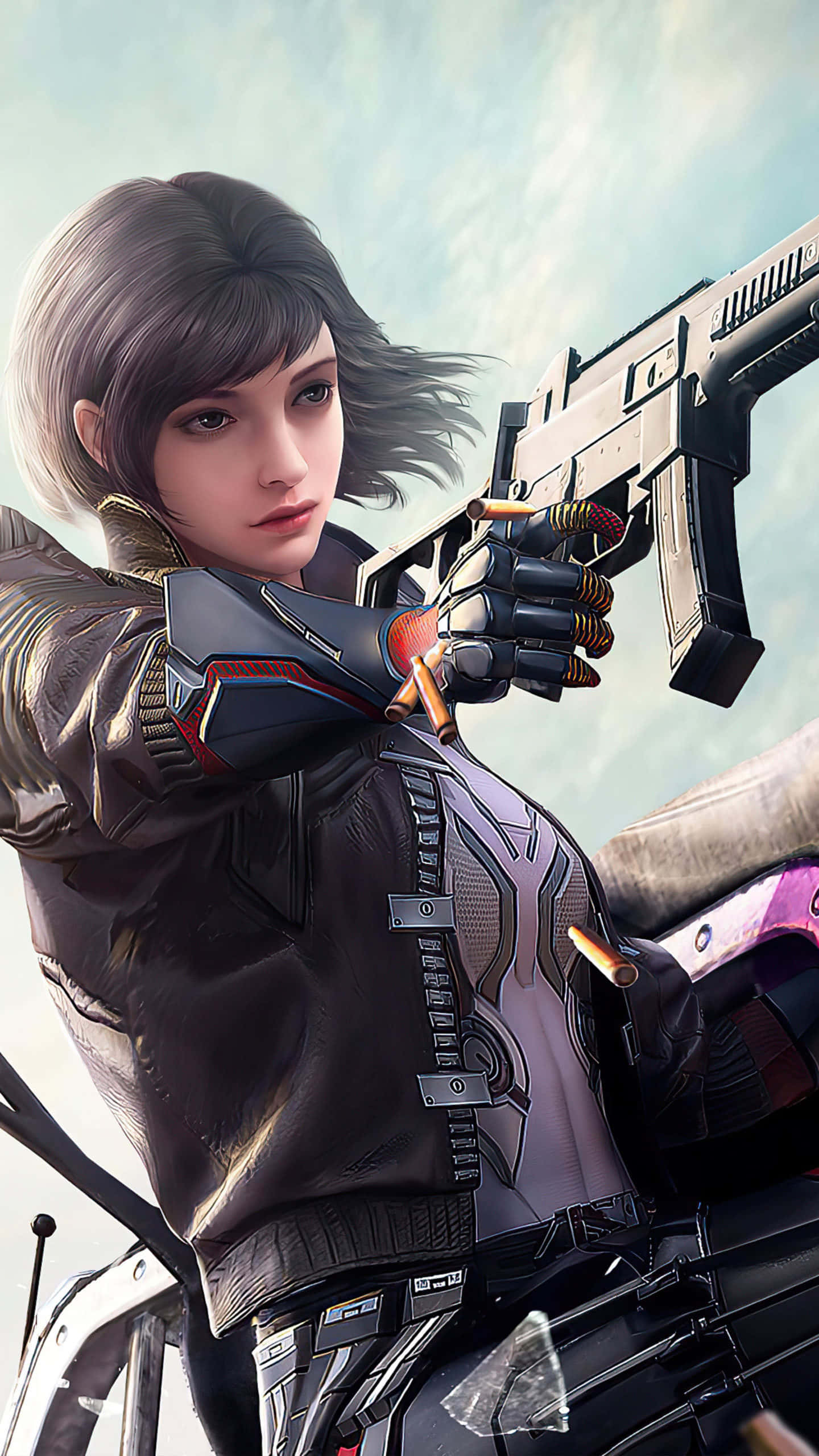 PUBG, female soldier, futuristic gear, 2K Phone Wallpaper