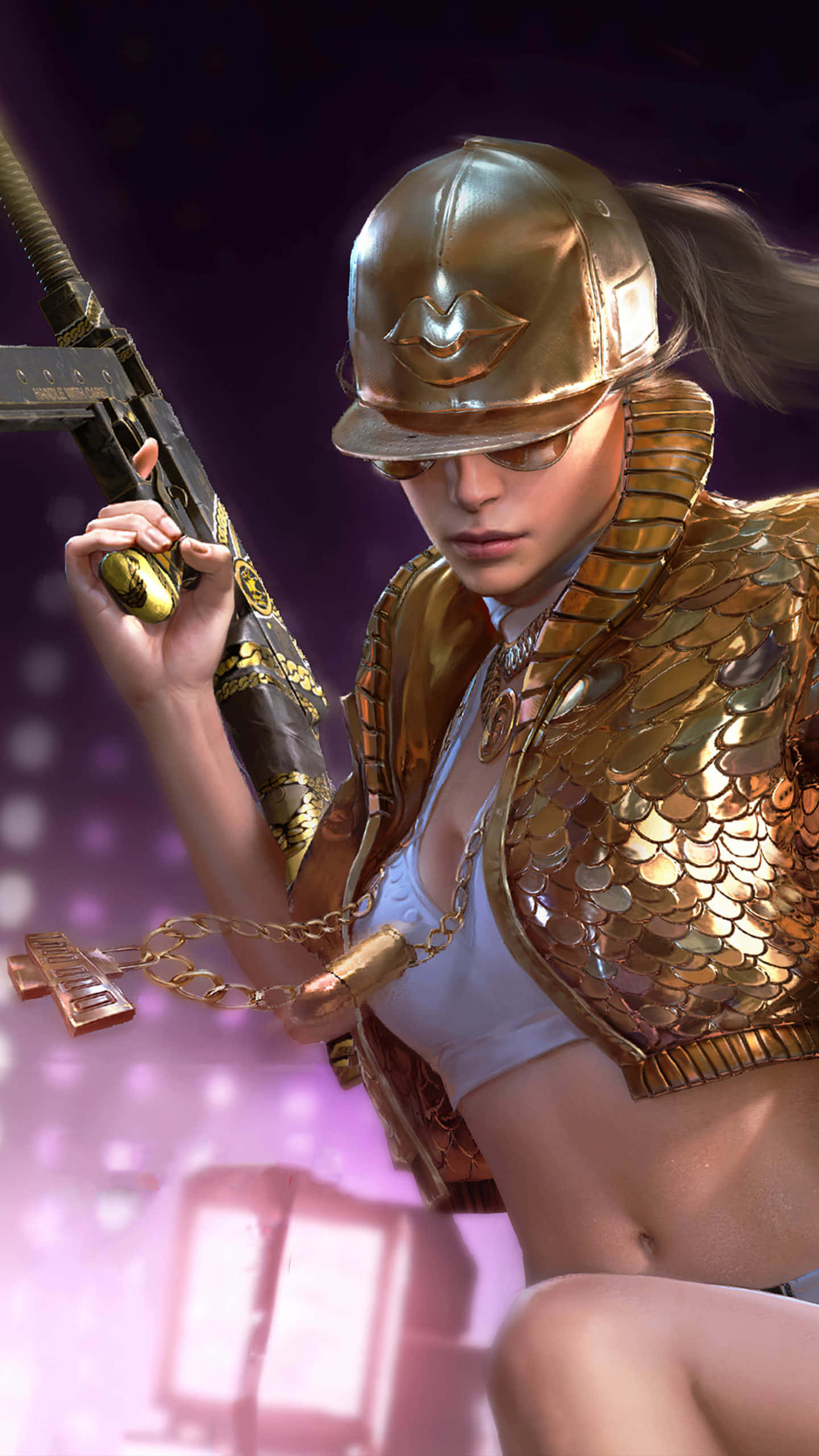 PUBG, gold attire, golden armor, 2K Phone Wallpaper