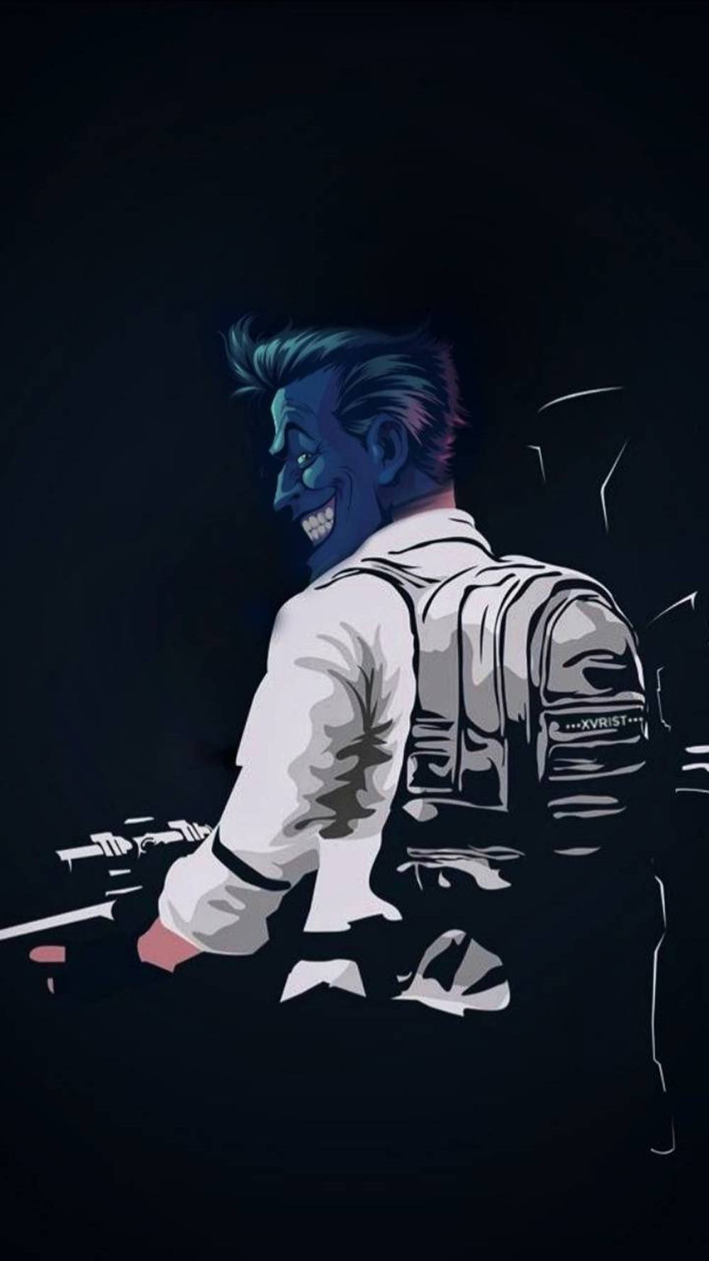 PUBG Joker, blue-skinned anime character, wide grin, HD Phone Wallpaper