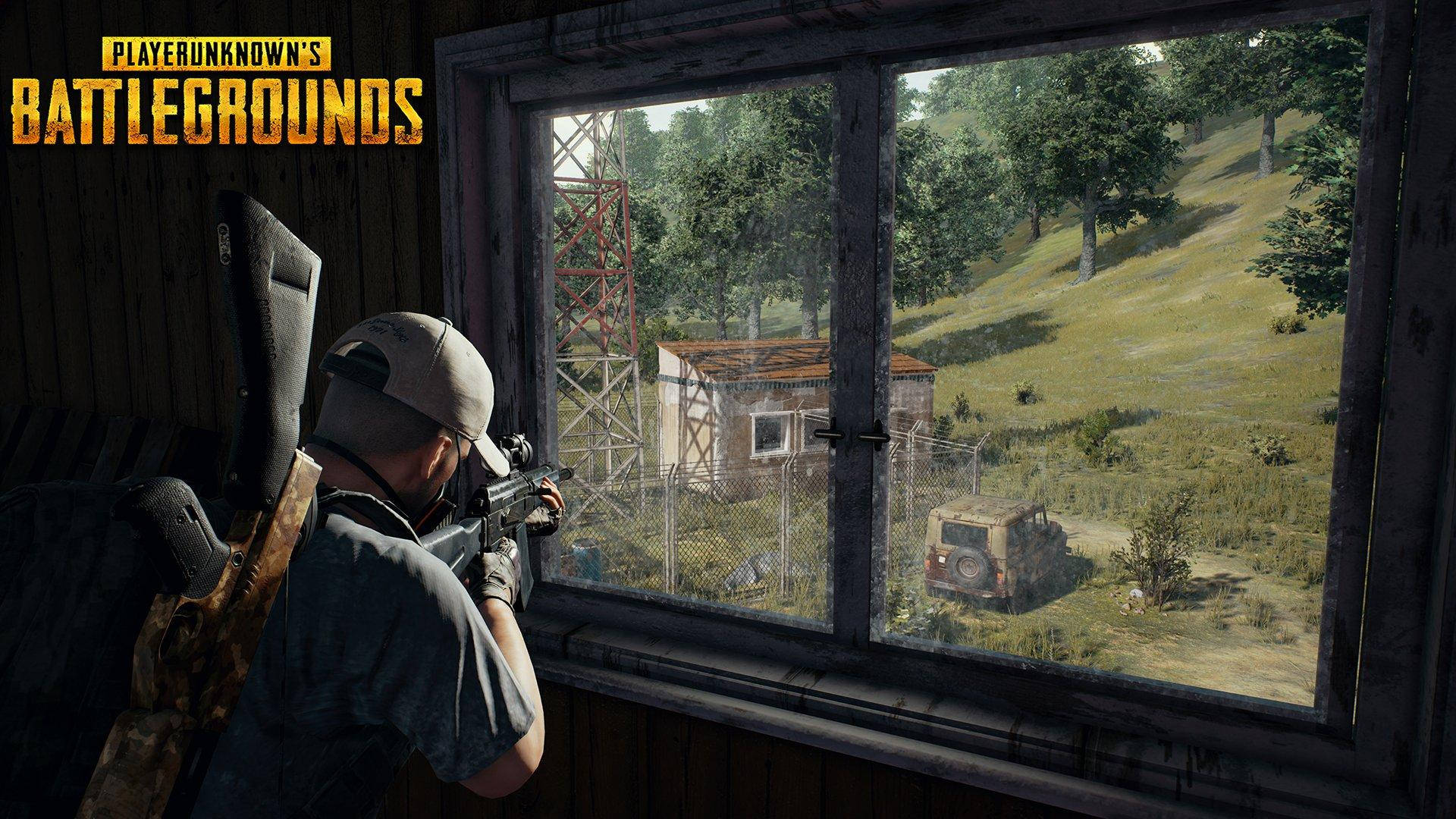 PUBG, rifle, window, Full HD Desktop Wallpaper