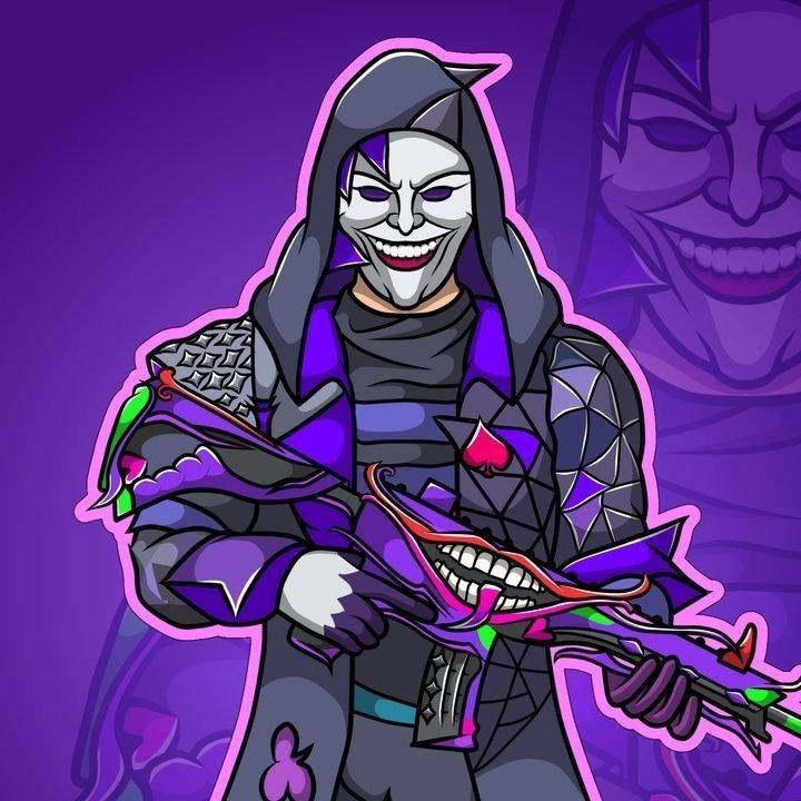PUBG Joker, purple armor, grinning mouth weapon, SD Desktop Wallpaper