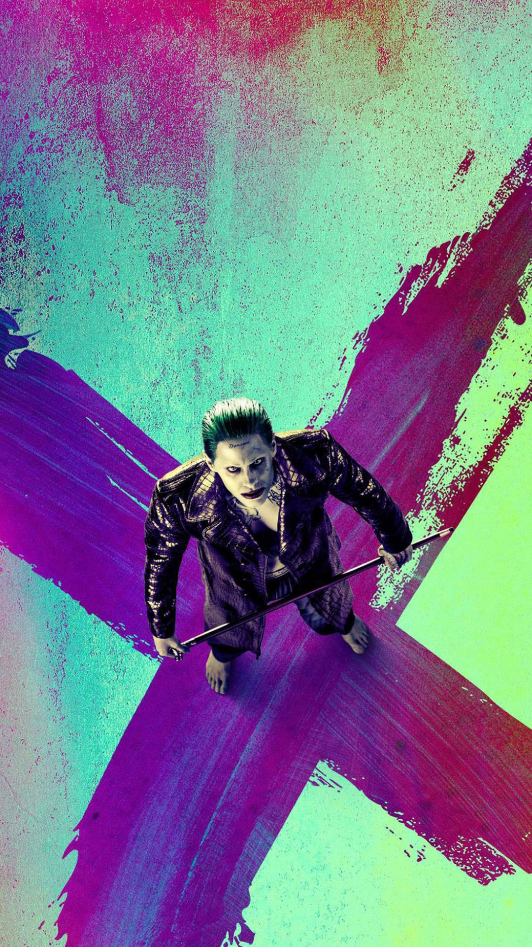 Pubg Joker, leather jacket, vibrant purple and teal cross, Full HD Phone Wallpaper