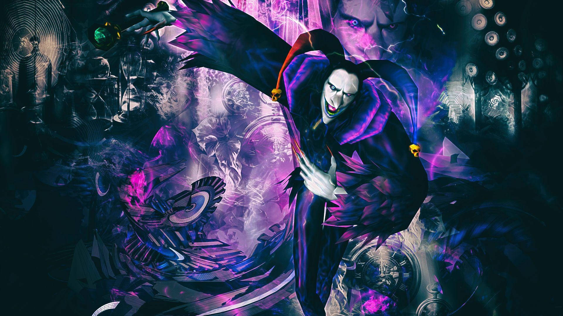 PUBG, Joker Skin, purple wings, Full HD Desktop Wallpaper