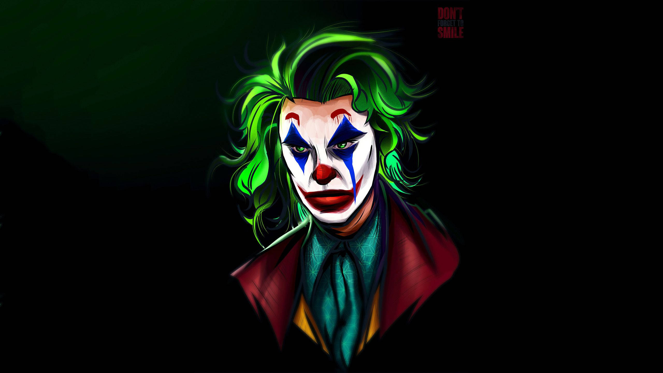 Joker, PUBG, vibrant green hair, 2K Desktop Wallpaper