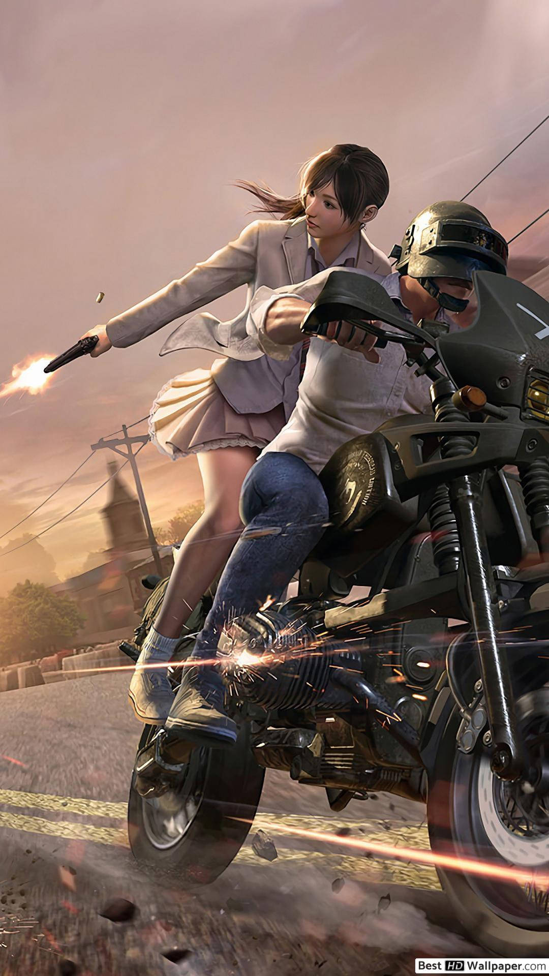 PUBG Lite, school uniform, pistol, Full HD Phone Wallpaper
