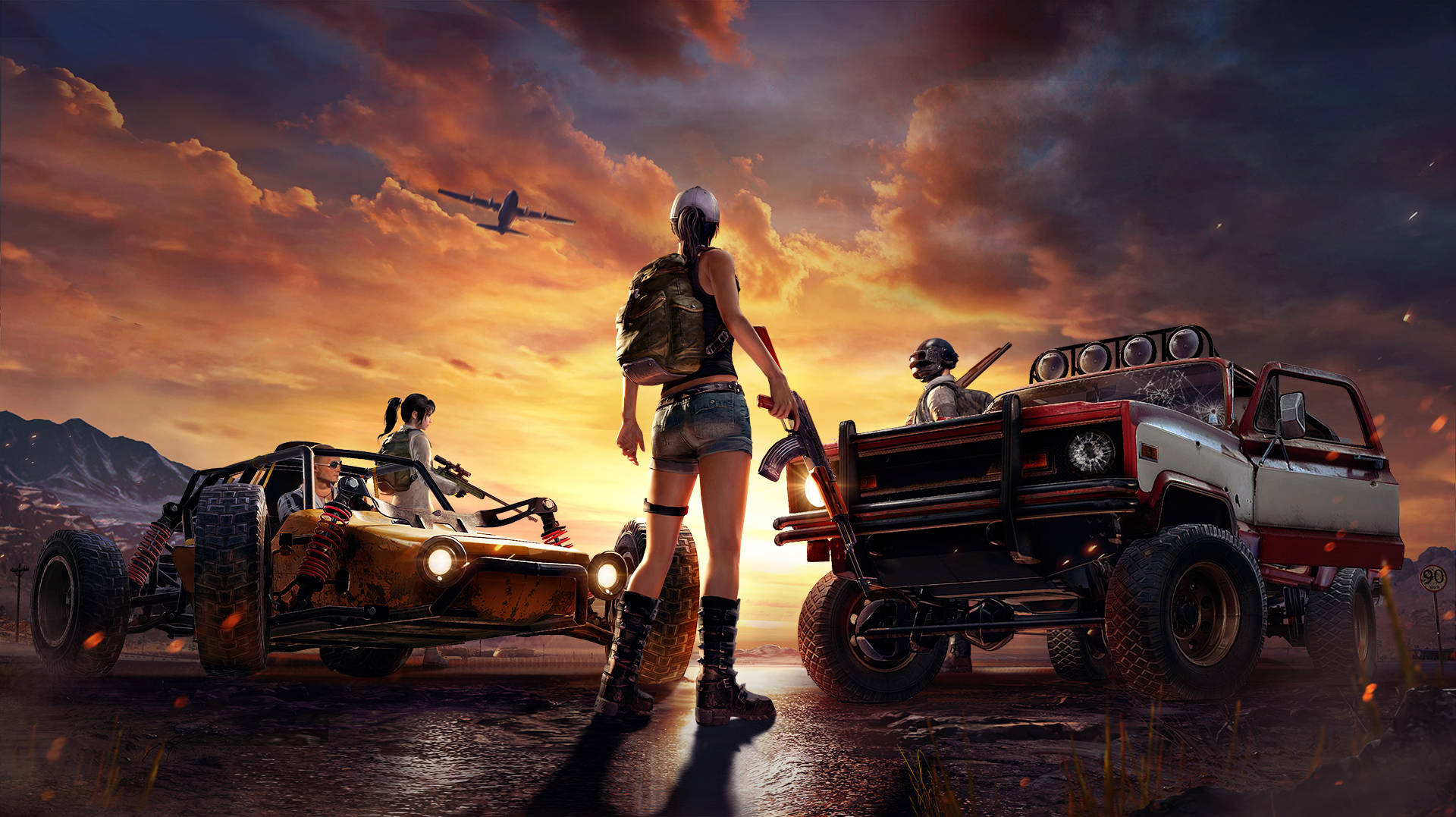 PUBG Lite, tactical gear, off-road vehicles, Full HD Desktop Wallpaper