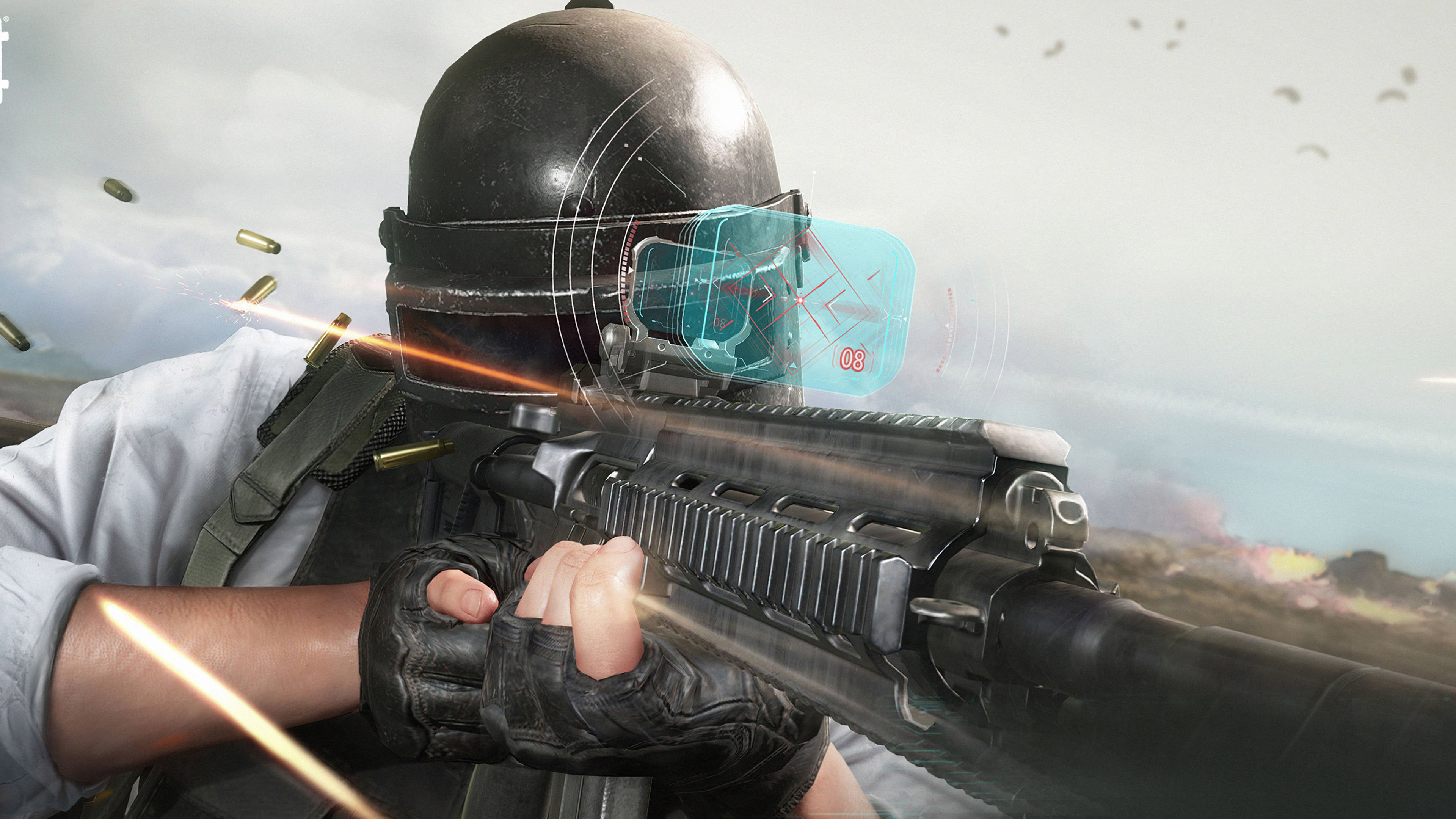 PUBG, tactical gear, glowing scope, 4K Desktop Wallpaper