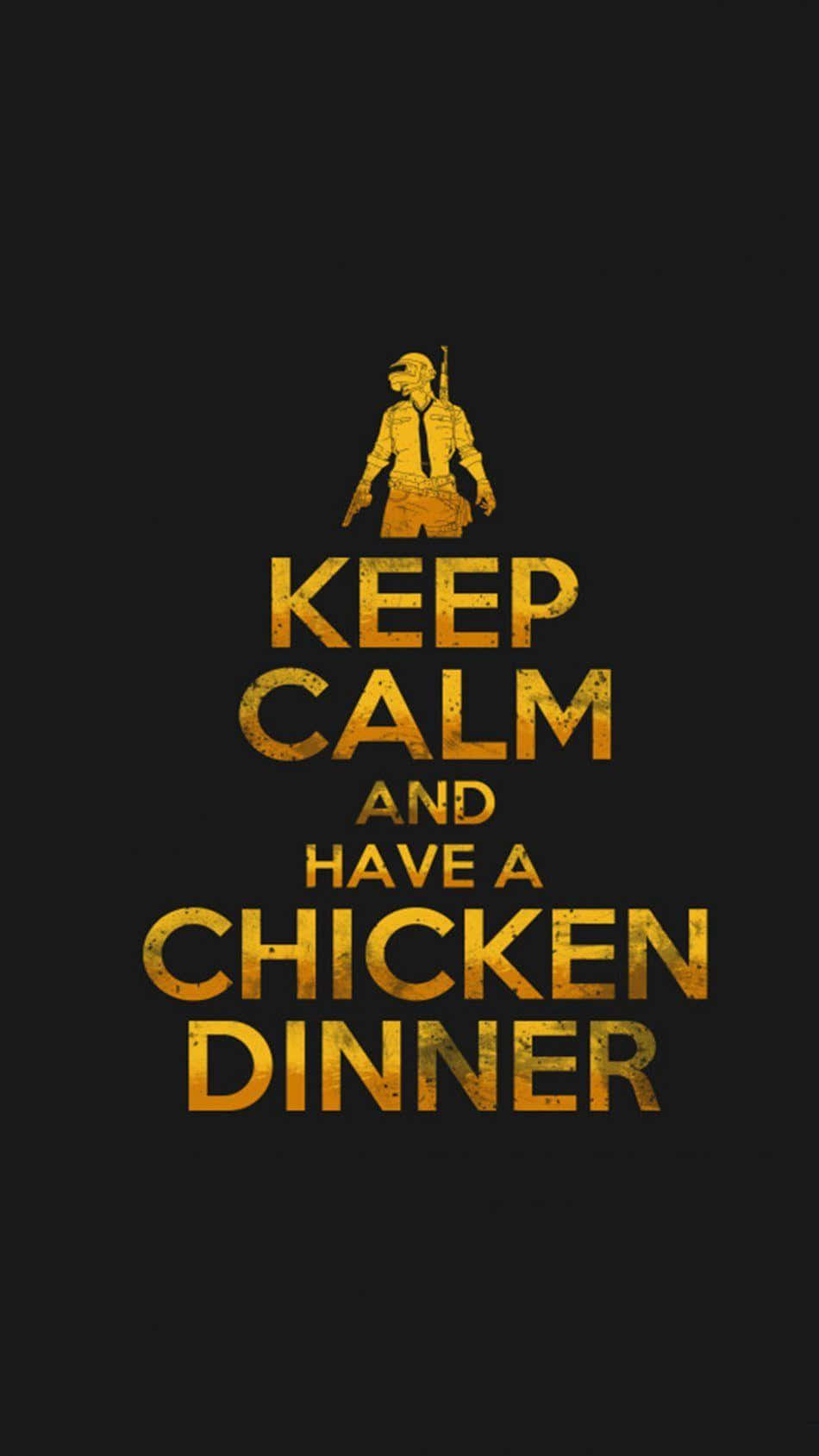 PUBG, Keep Calm and Have a Chicken Dinner, soldier silhouette, HD Phone Wallpaper