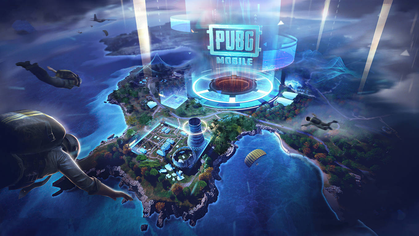 PUBG Mobile Lite, glowing futuristic island, central PUBG Mobile arena, HD Desktop Wallpaper