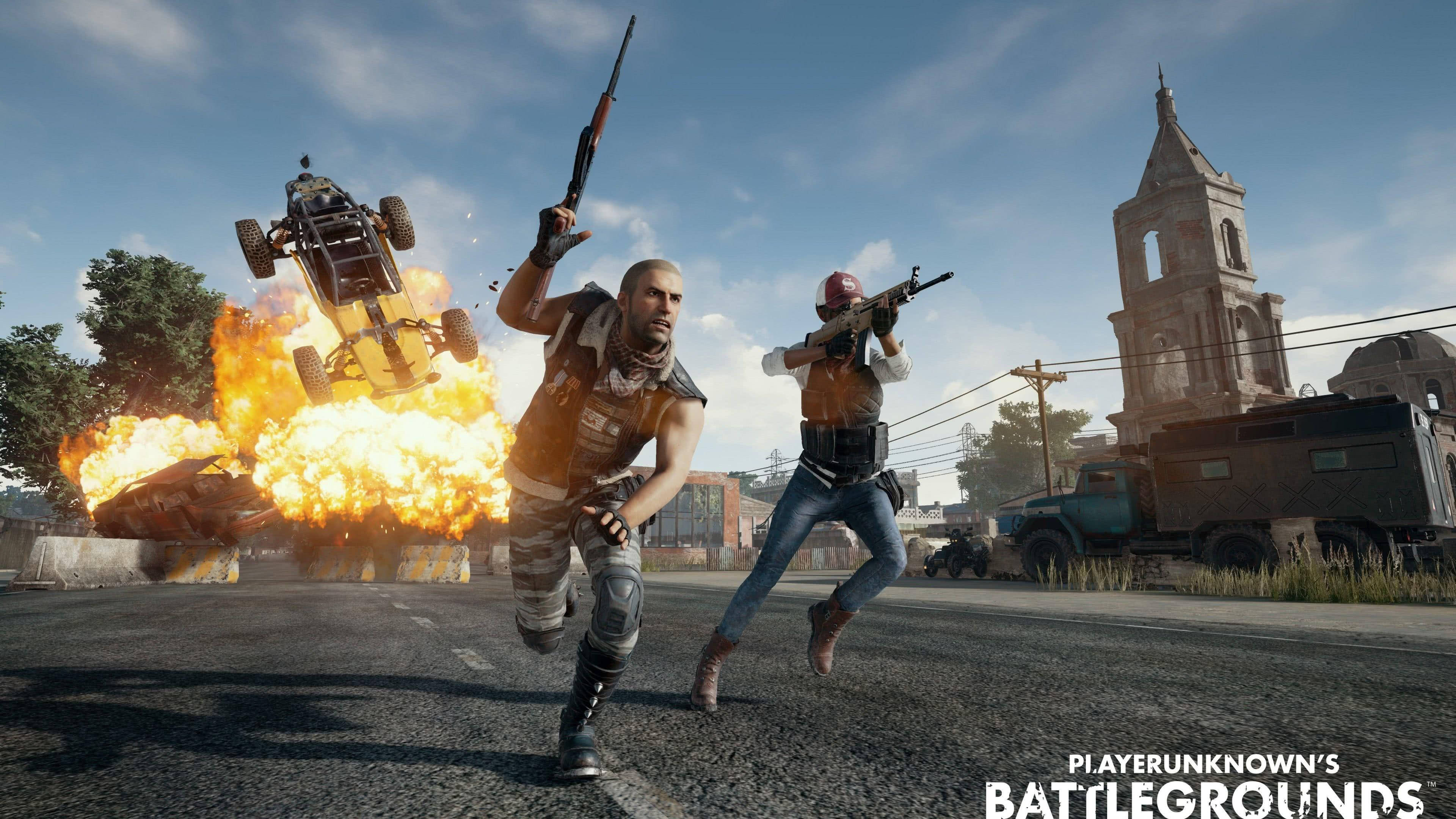 PUBG Lite, bomb scene, burning urban street, 4K Desktop Wallpaper
