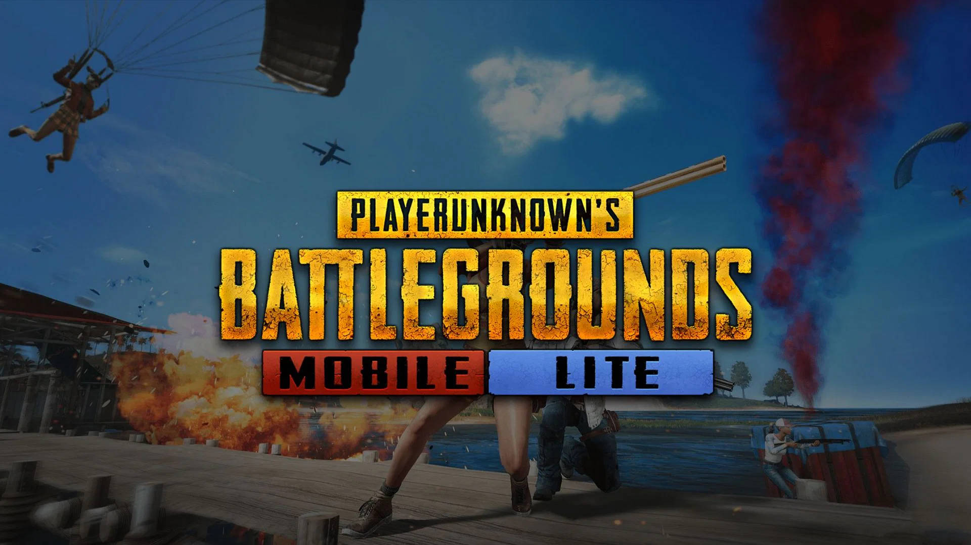 PUBG Mobile Lite, blue sky, explosions, Full HD Desktop Wallpaper